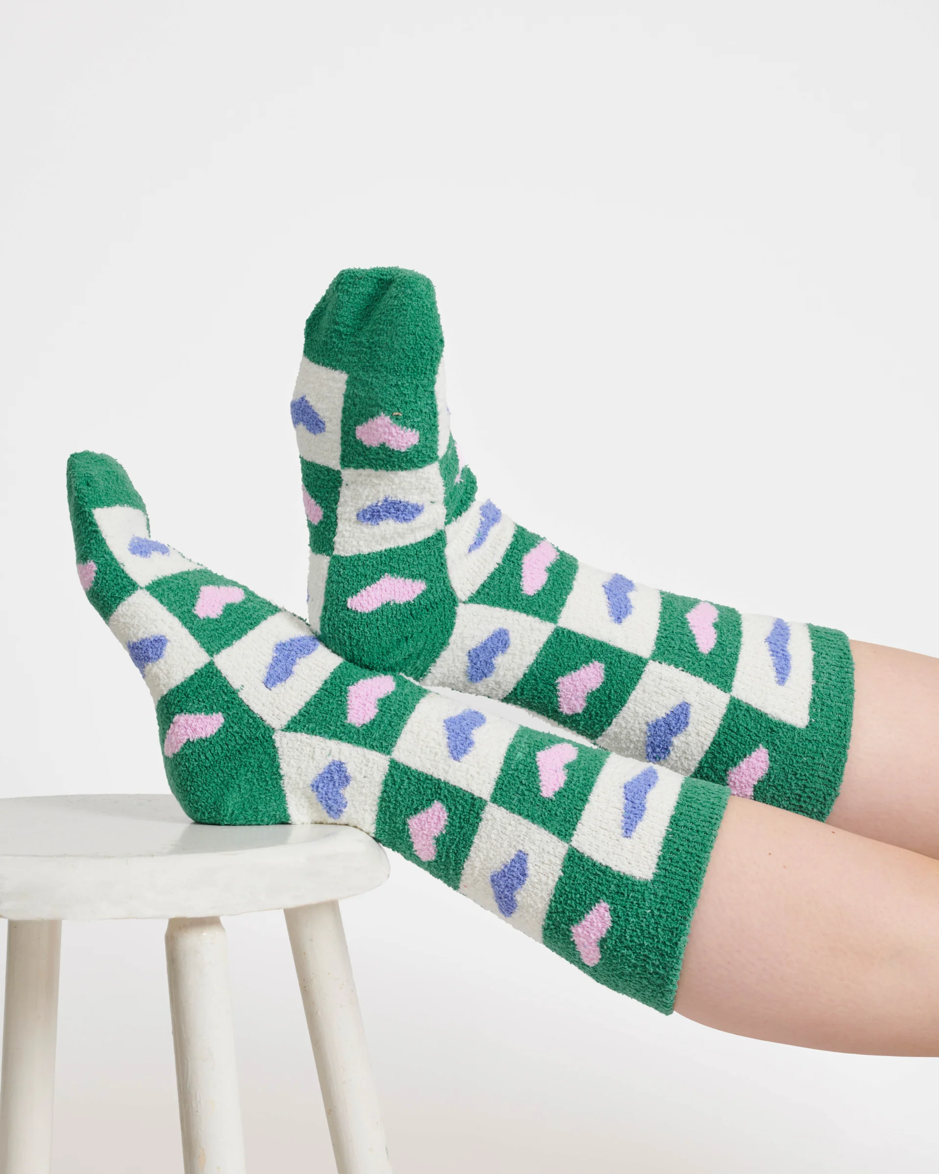 Mono Heart Recycled Polyester Socks - Multi Green - Flockneti