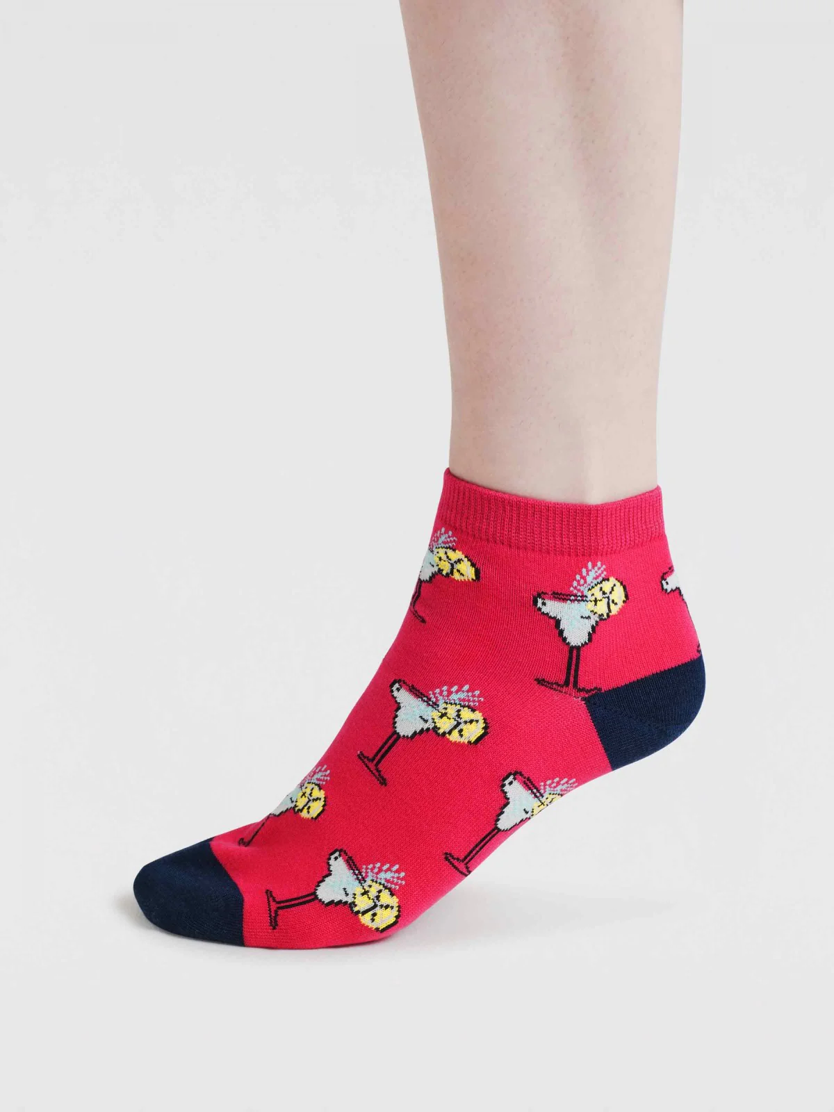 Womens Dixie Cocktail Bamboo Ankle Socks - Neon Pink - Flockneti