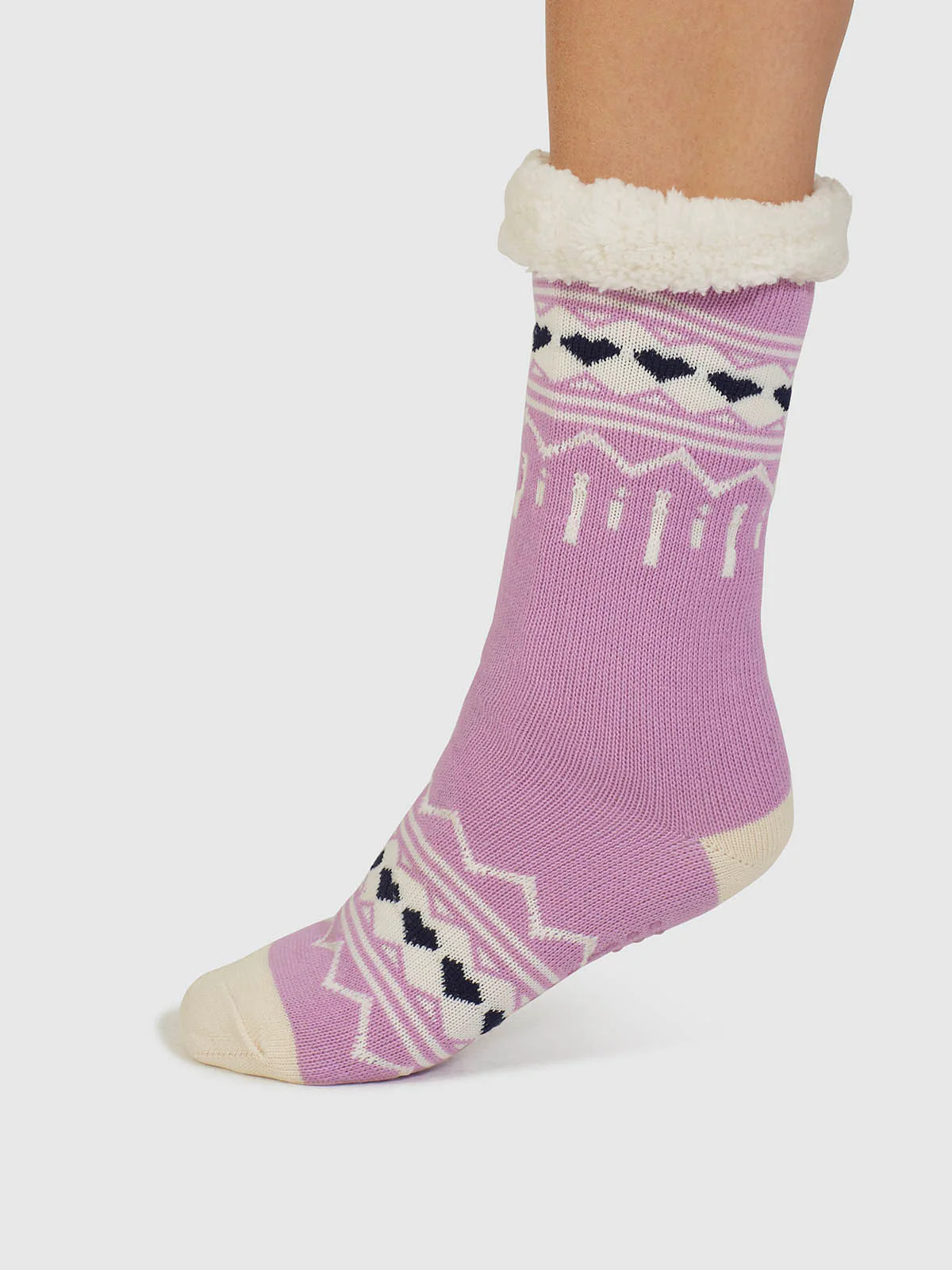 Ilah Fair Isle Slipper Socks - Dusk Lilac - Flockneti