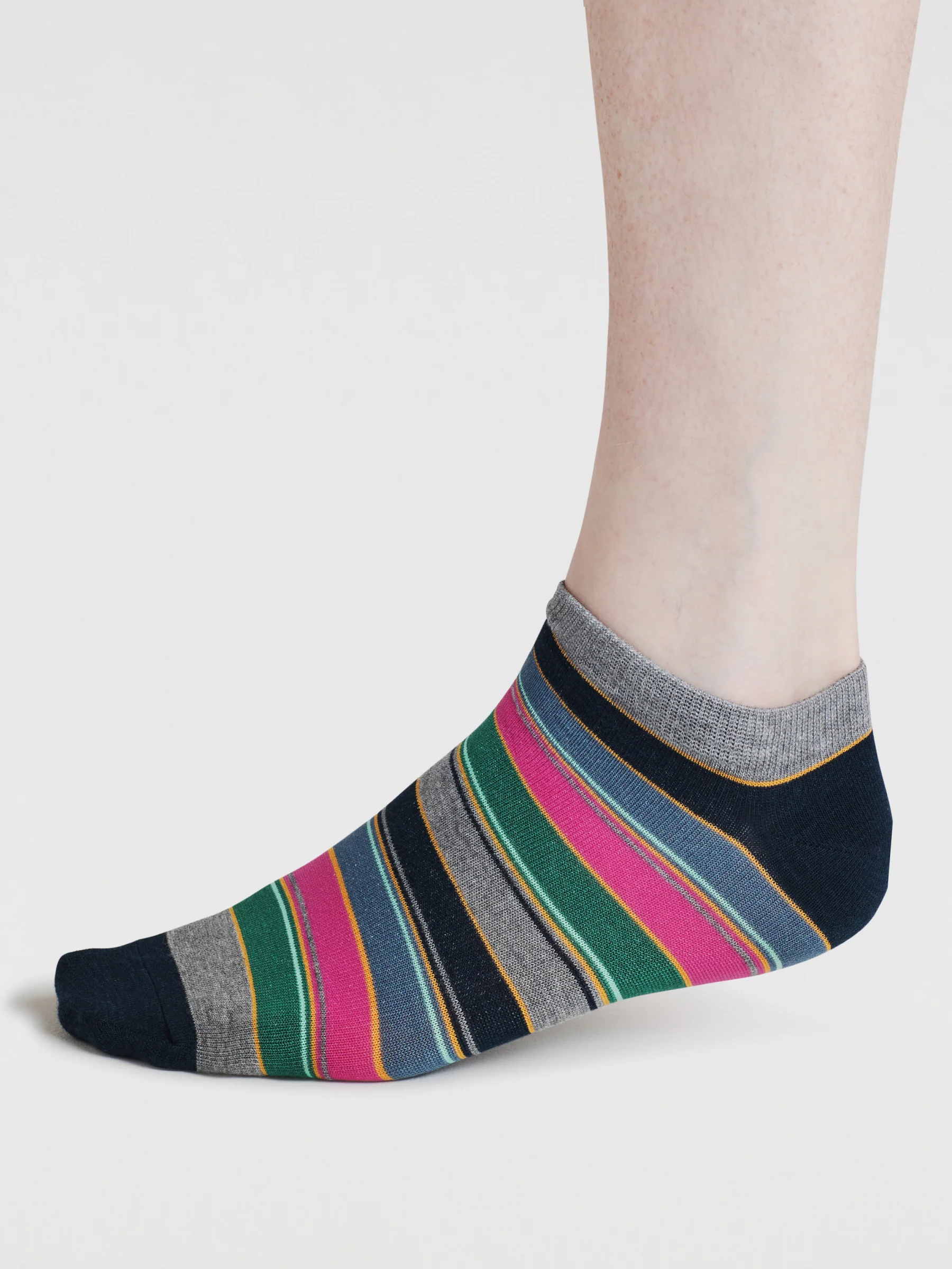 Mens Ady Bike & Stripe Bamboo 3 Pack Trainer Socks - Multi - Flockneti