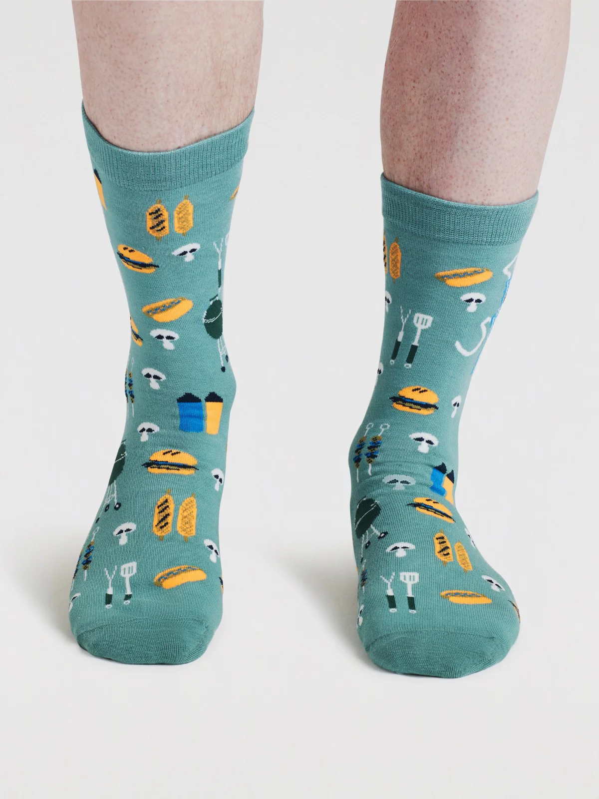 Mens King Of The Grill Organic Cotton Socks - Lagoon Green - Flockneti