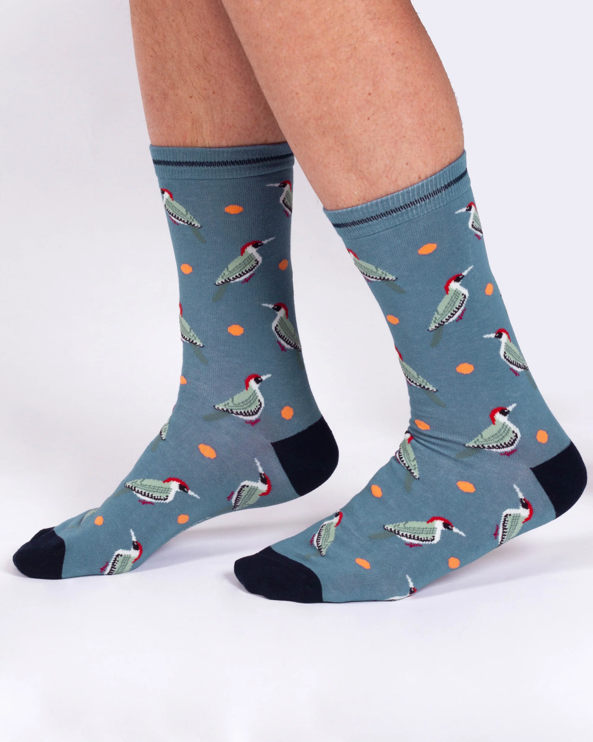 Woodpecker Organic Cotton Crew Socks - Blue Multi - Flockneti