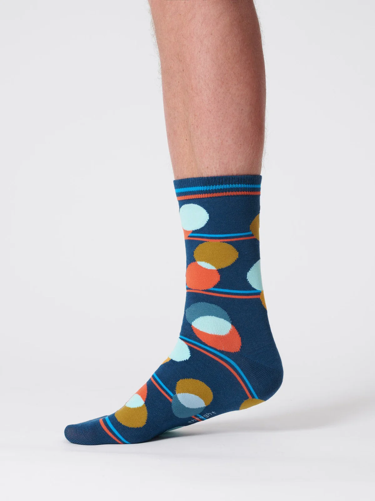 Mens Spot Stripe Bamboo Socks - Mineral Blue - Flockneti