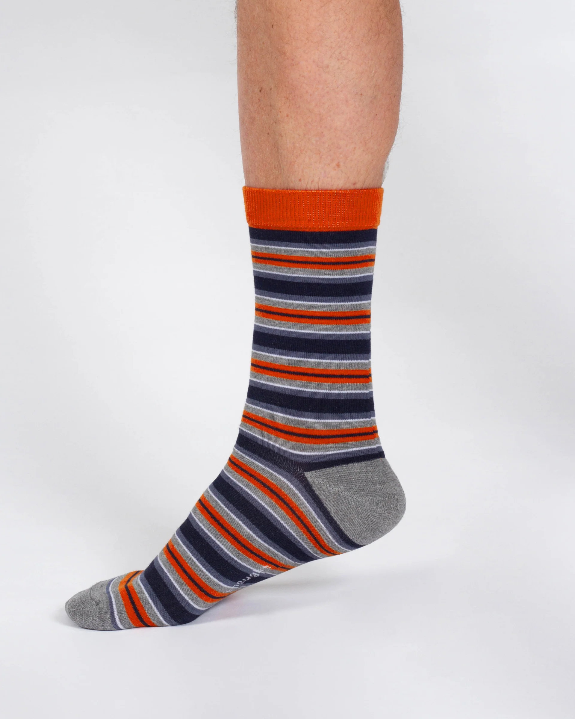 Variegated Bamboo Multi Stripe Socks - Blue Orange - Flockneti