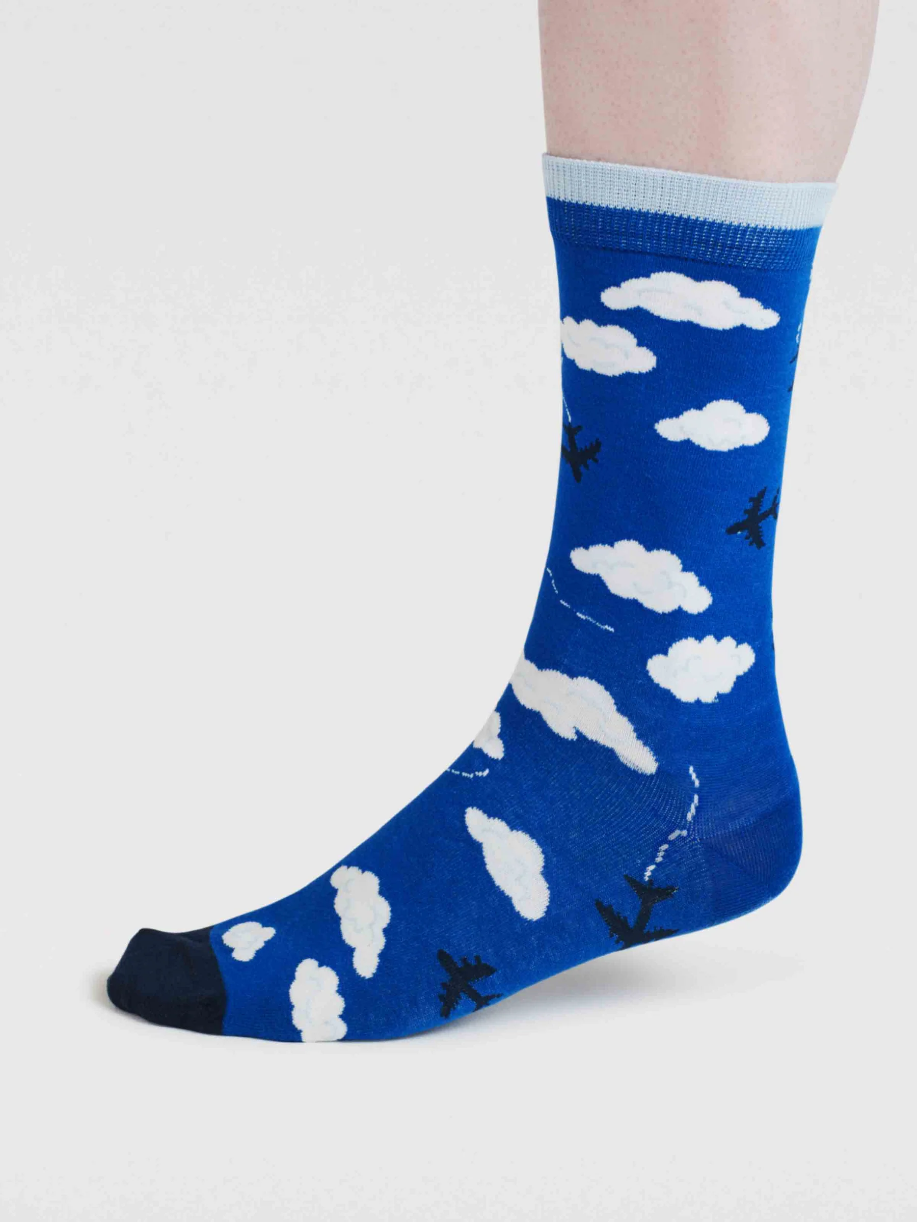 Pele Sky Balloon Organic Cotton 2 Socks Gift Bag - Cobalt Blue - Flockneti