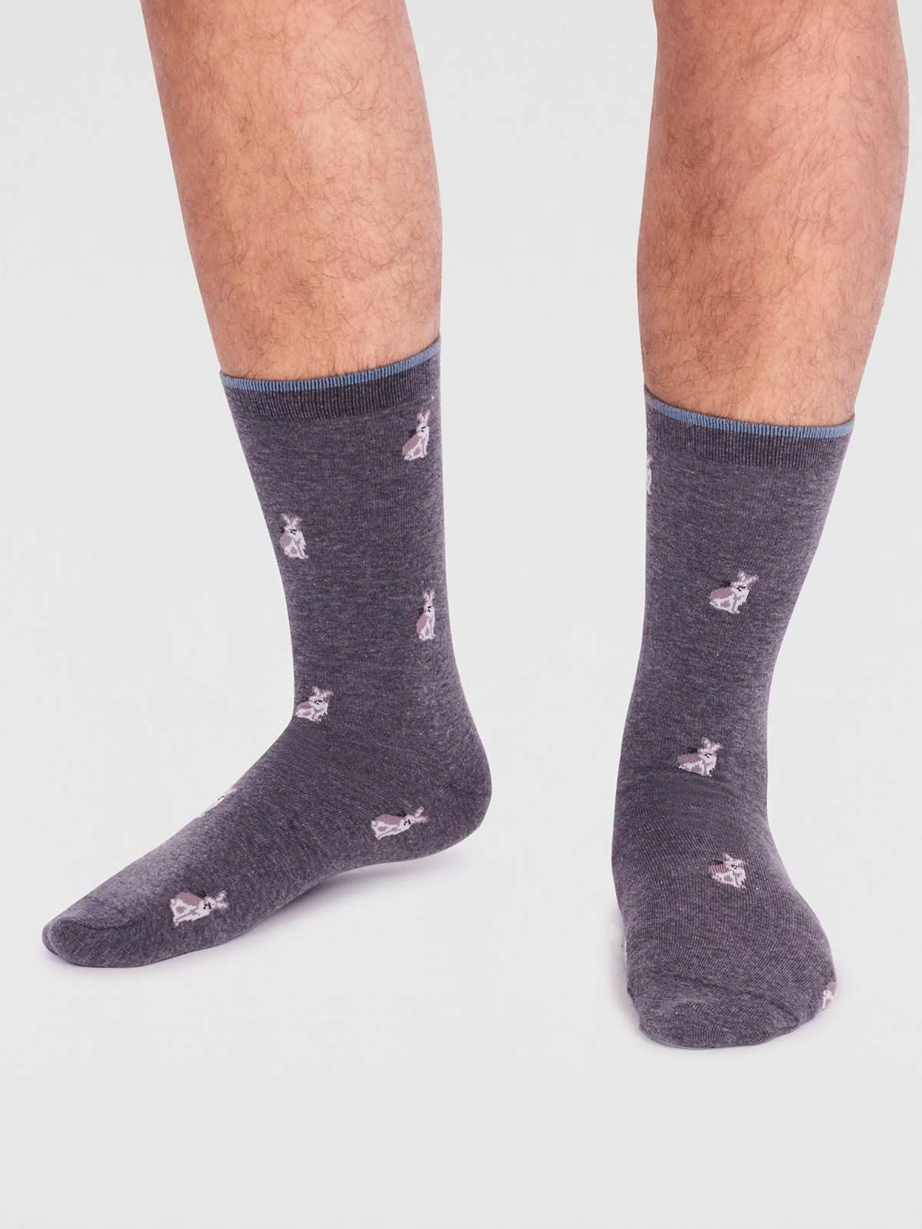 Jamal Organic Cotton Animal Socks - Dark Grey Marle - Flockneti
