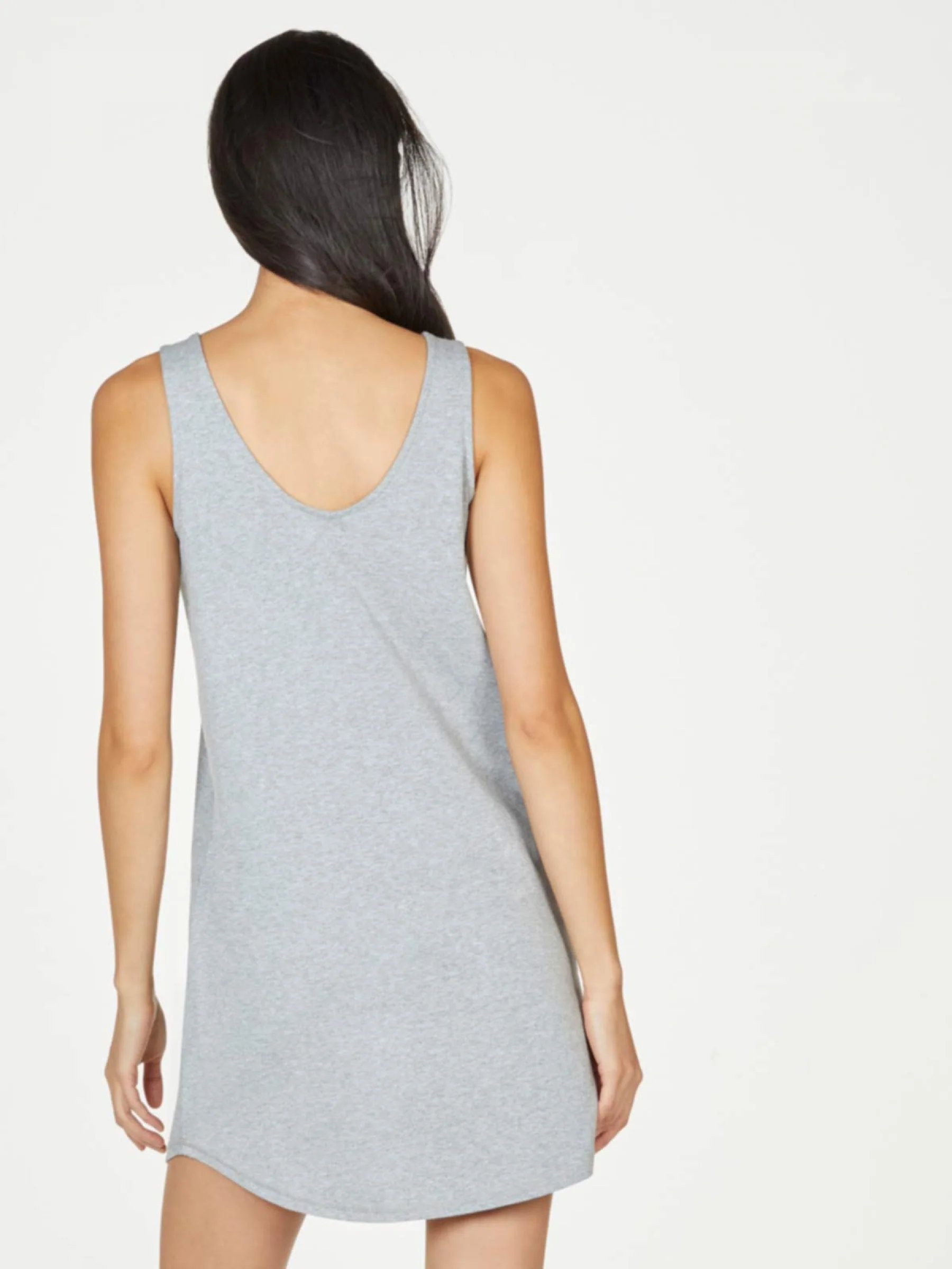 Organic Cotton Essential Slip Dress - Grey Marl - Flockneti