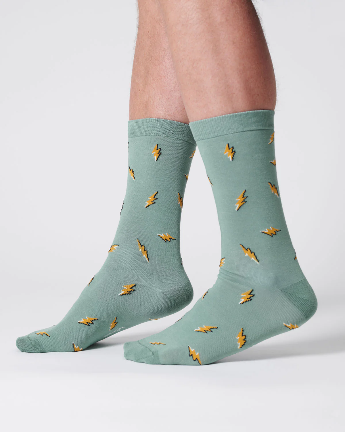 Mens Lightning Organic Cotton Socks - Lagoon Green - Flockneti