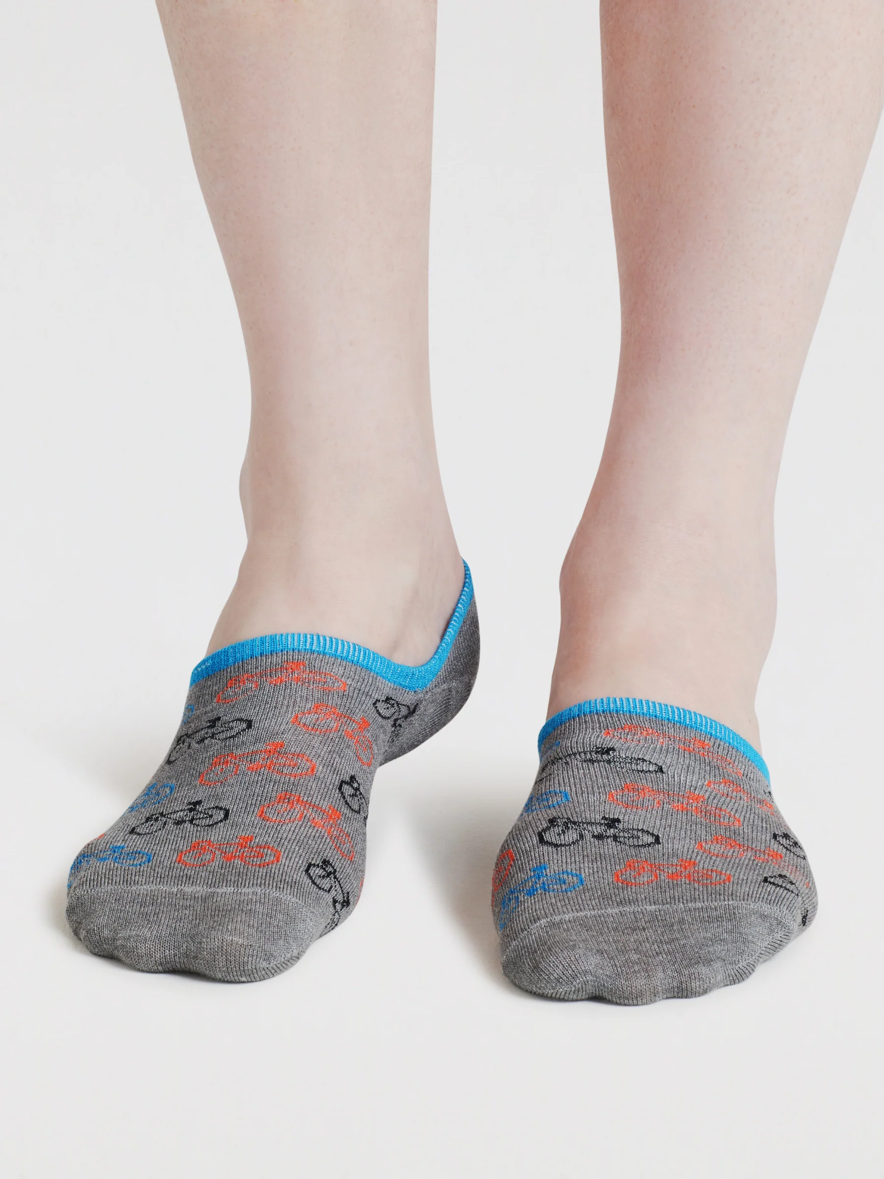 Mens Berit Bicycle Bamboo No-Show Socks - Grey Marl - Flockneti