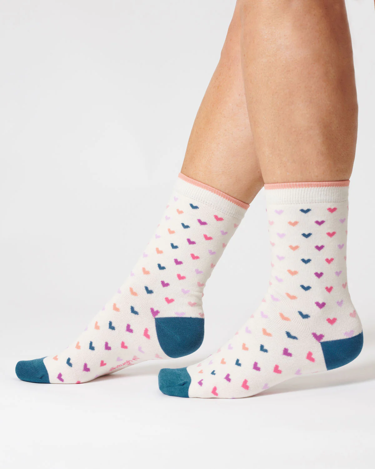Womens Heart Spot Organic Cotton Socks - Stone White - Flockneti