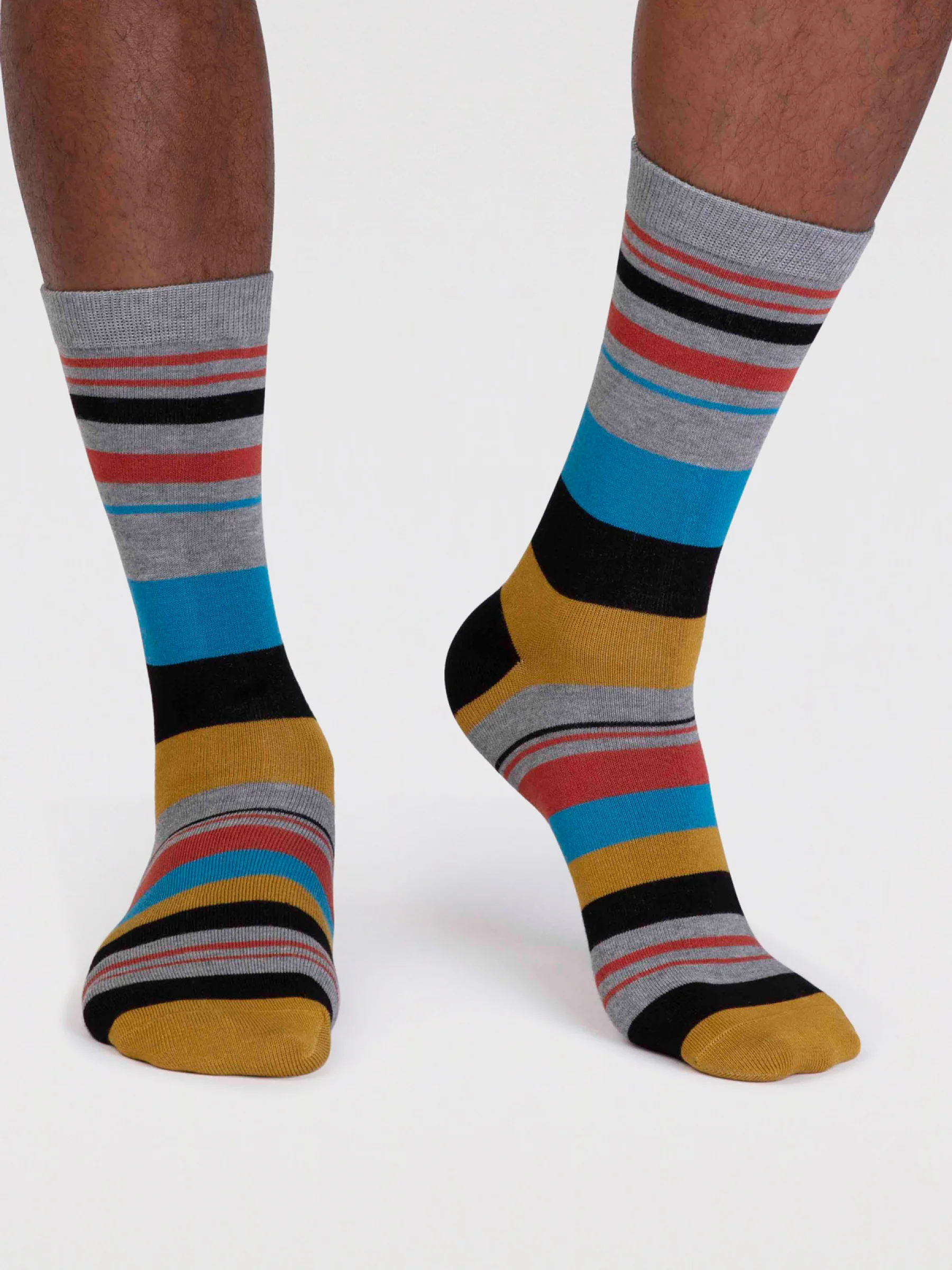 Maddock Bamboo Stripe Socks - Grey Marl - Flockneti