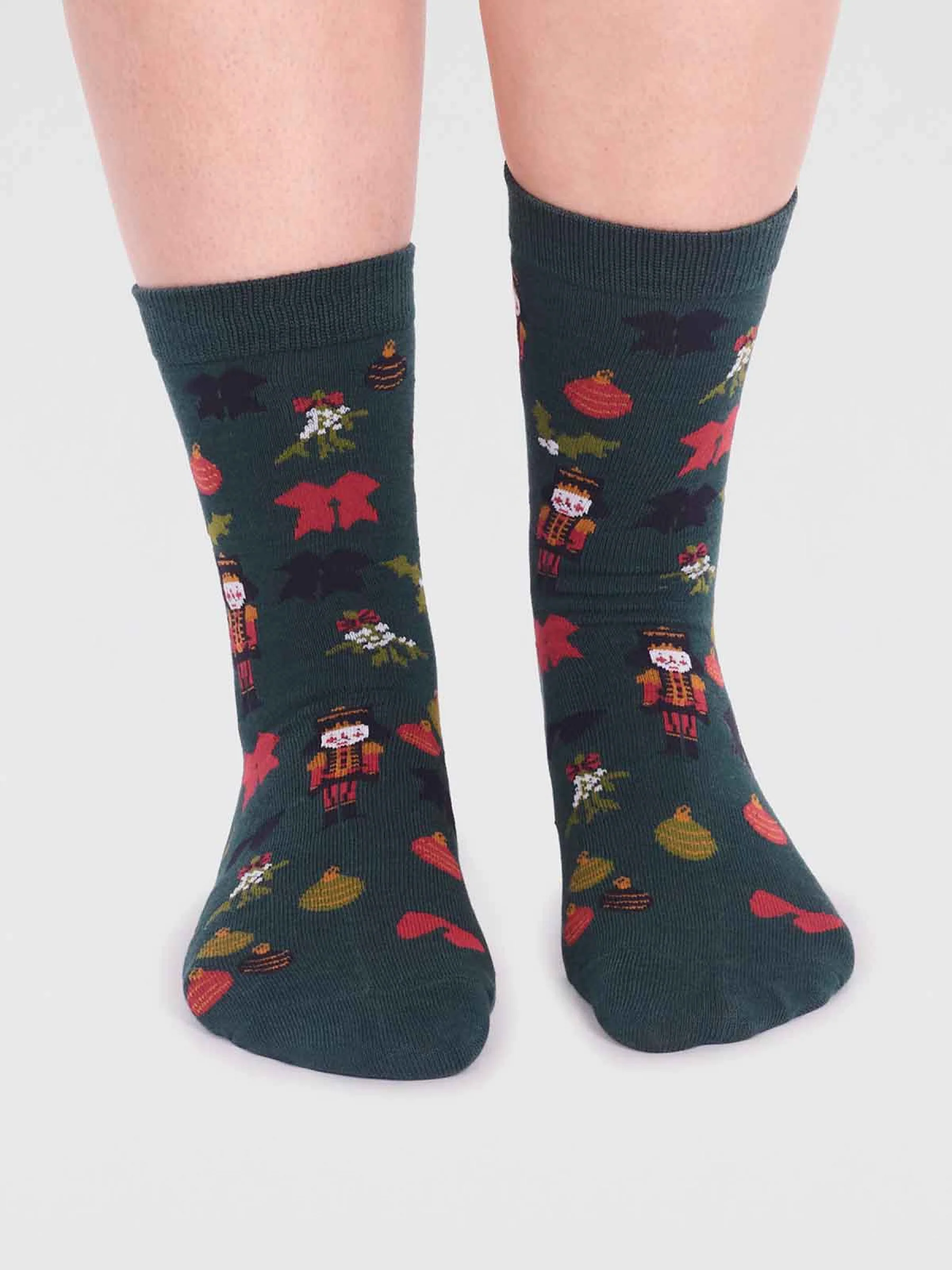 Clara Bamboo Nutcracker Sock - Forest Green - Flockneti