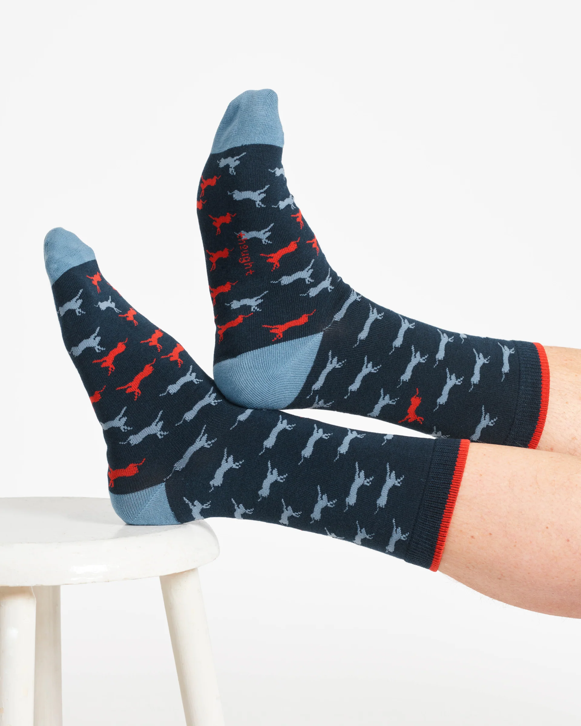 Hare Bamboo Crew Socks - Navy/Hare - Flockneti