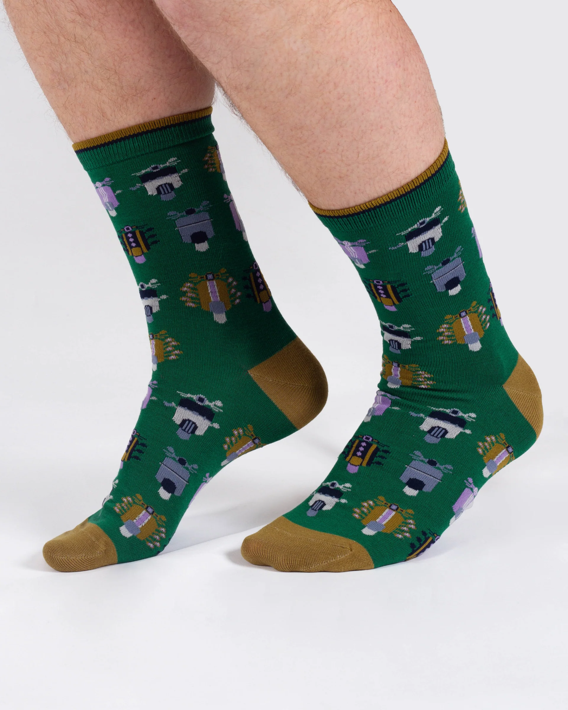 Scooter Bamboo Crew Socks - Green - Flockneti