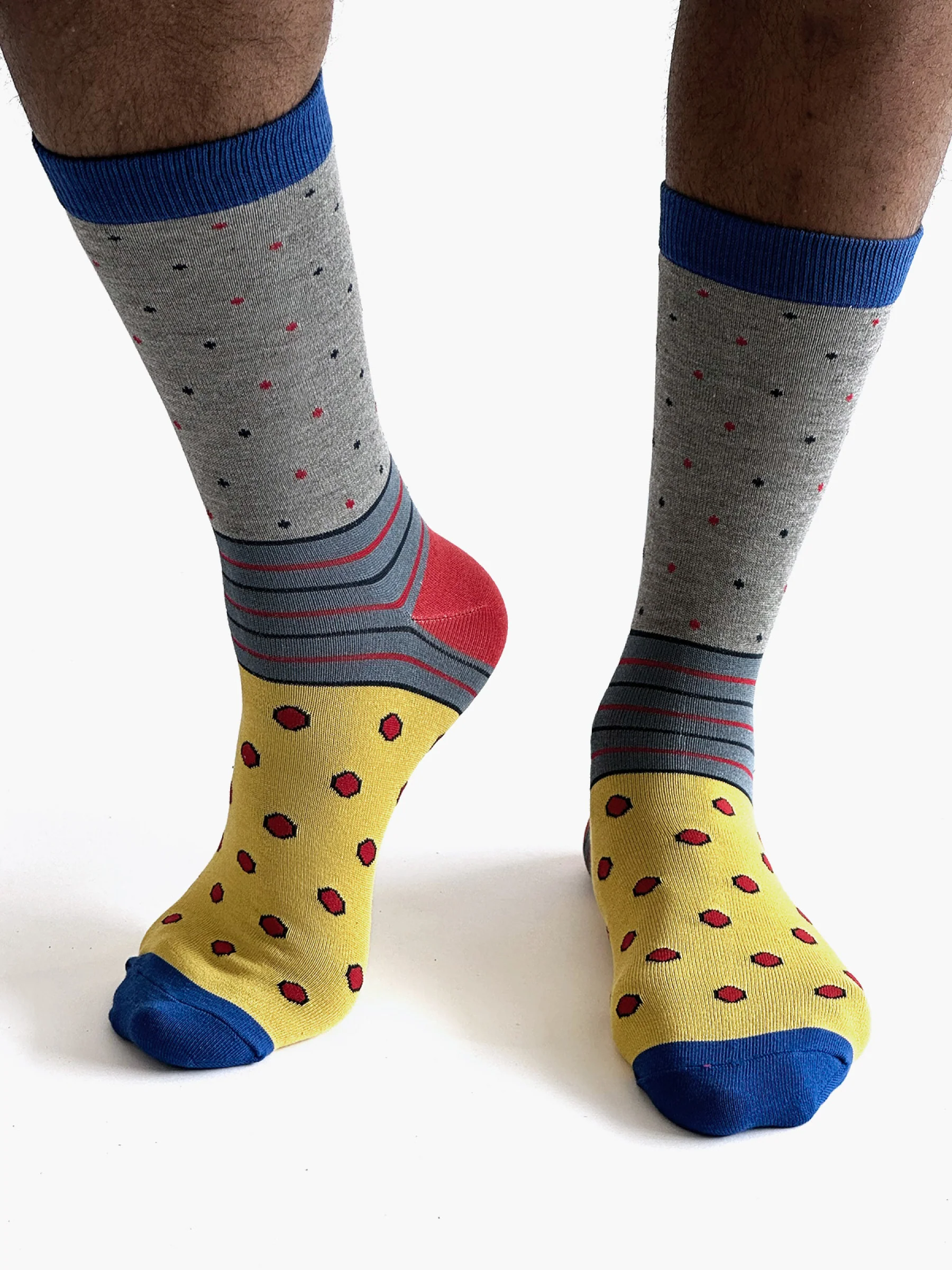 Conall Spot Bamboo Socks - Grey Marle - Flockneti
