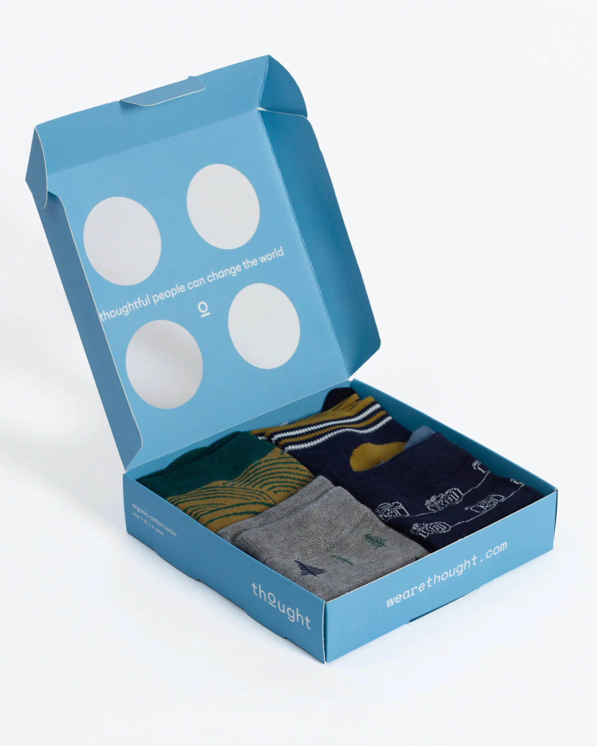 Mountain Range Bamboo Gift Box of 4 Socks - Green/Navy/Grey - Flockneti