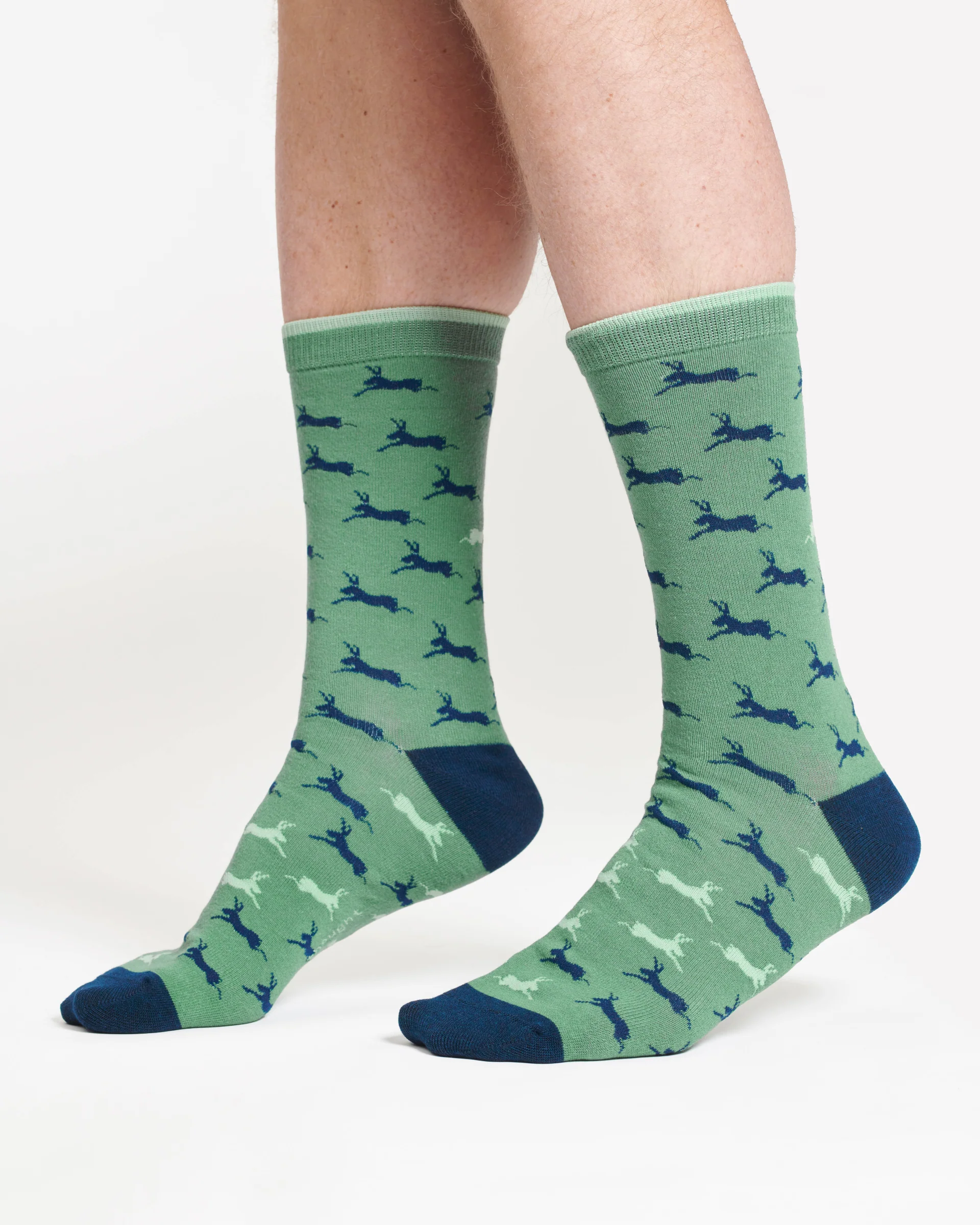 Hare Bamboo Crew Socks - Green/Hare - Flockneti