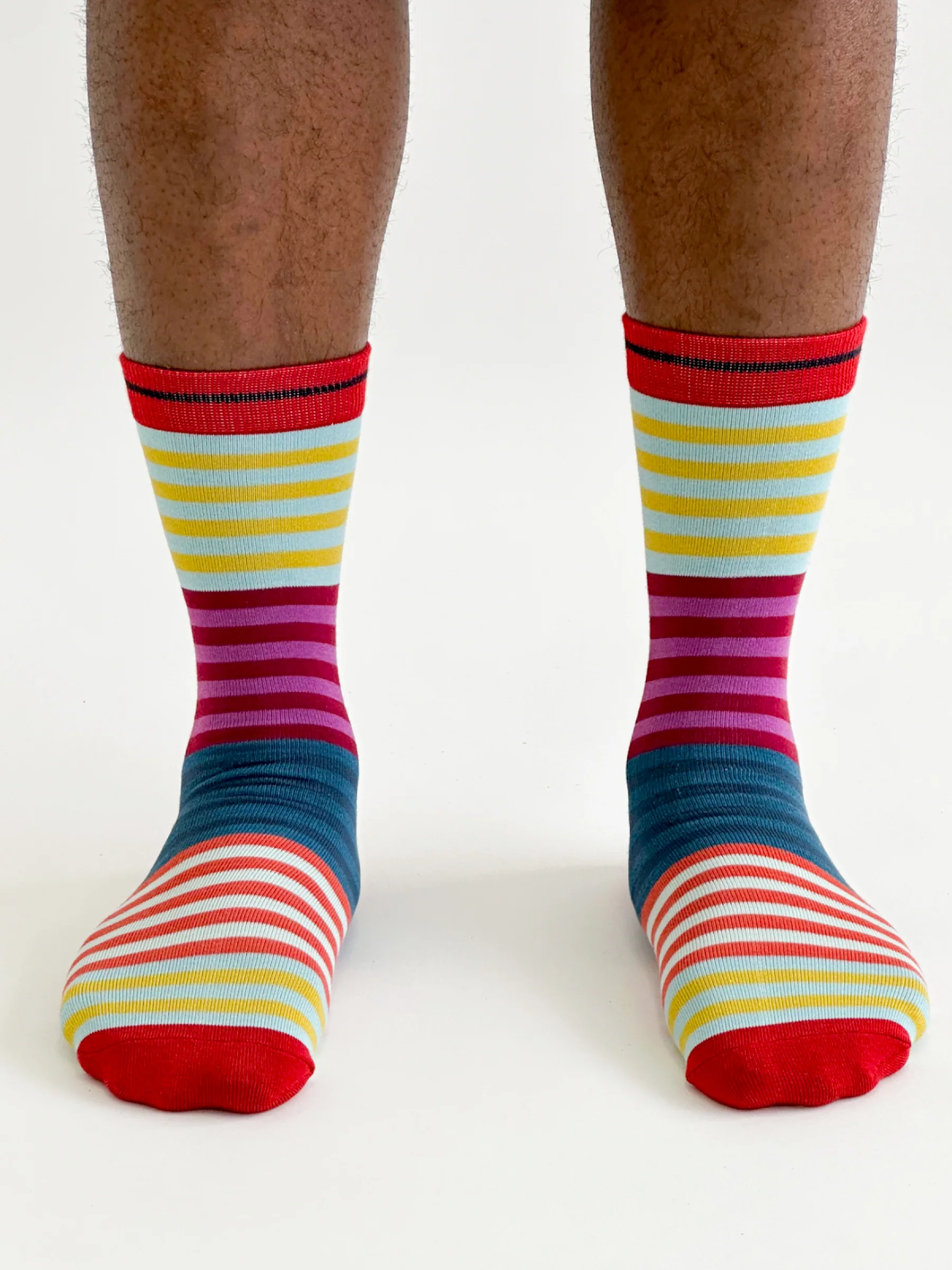 Reid Stripe Bamboo Socks - Red - Flockneti