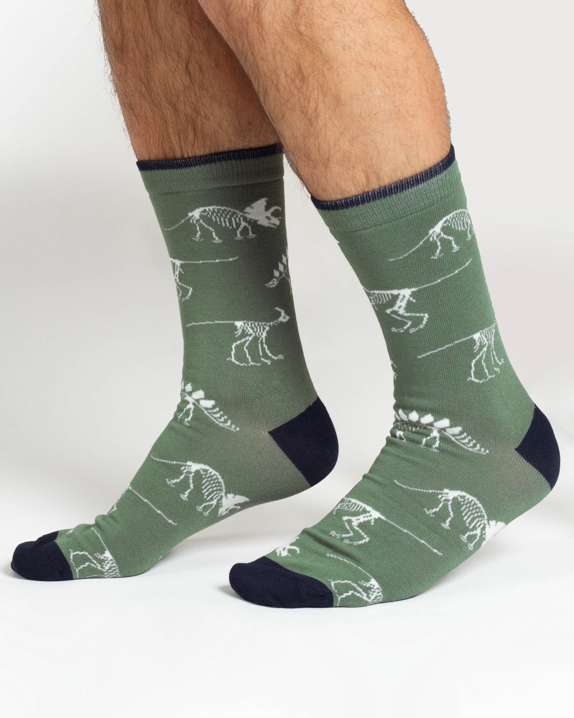 Dino Bamboo 2 Socks in a Bag - Green/Navy - Flockneti