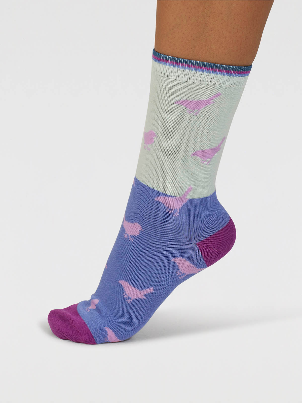 Birdie Colour Block Bamboo Socks - Spearmint Green - Flockneti