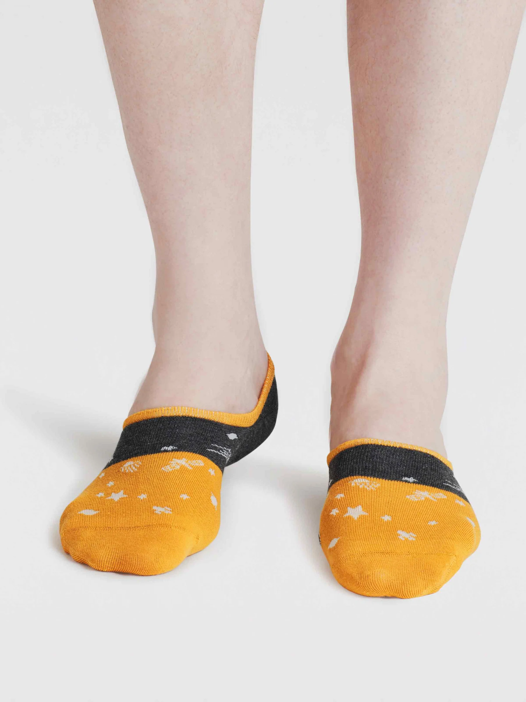 Space Colour-Block Organic Cotton No-Show Socks - Dark Grey Marl - Flockneti