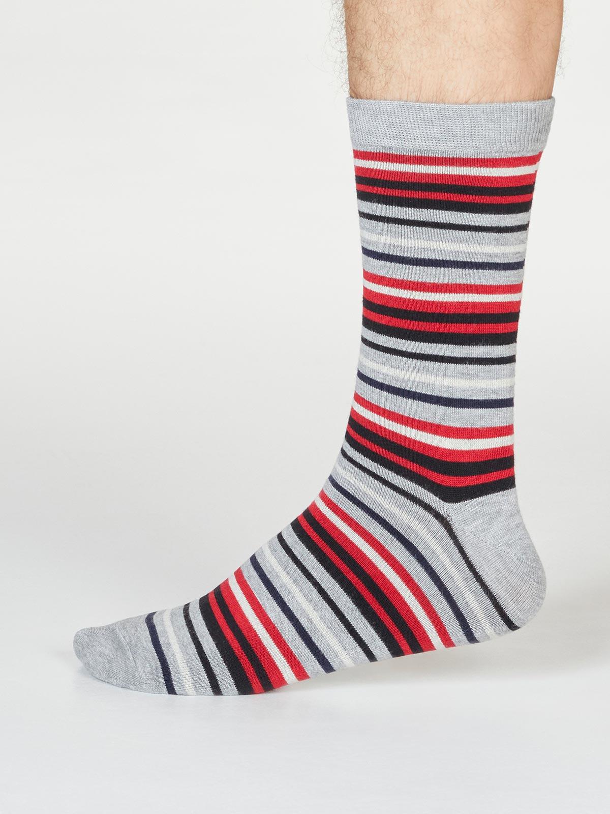 Watson Stripe Socks - Grey Marle - Flockneti