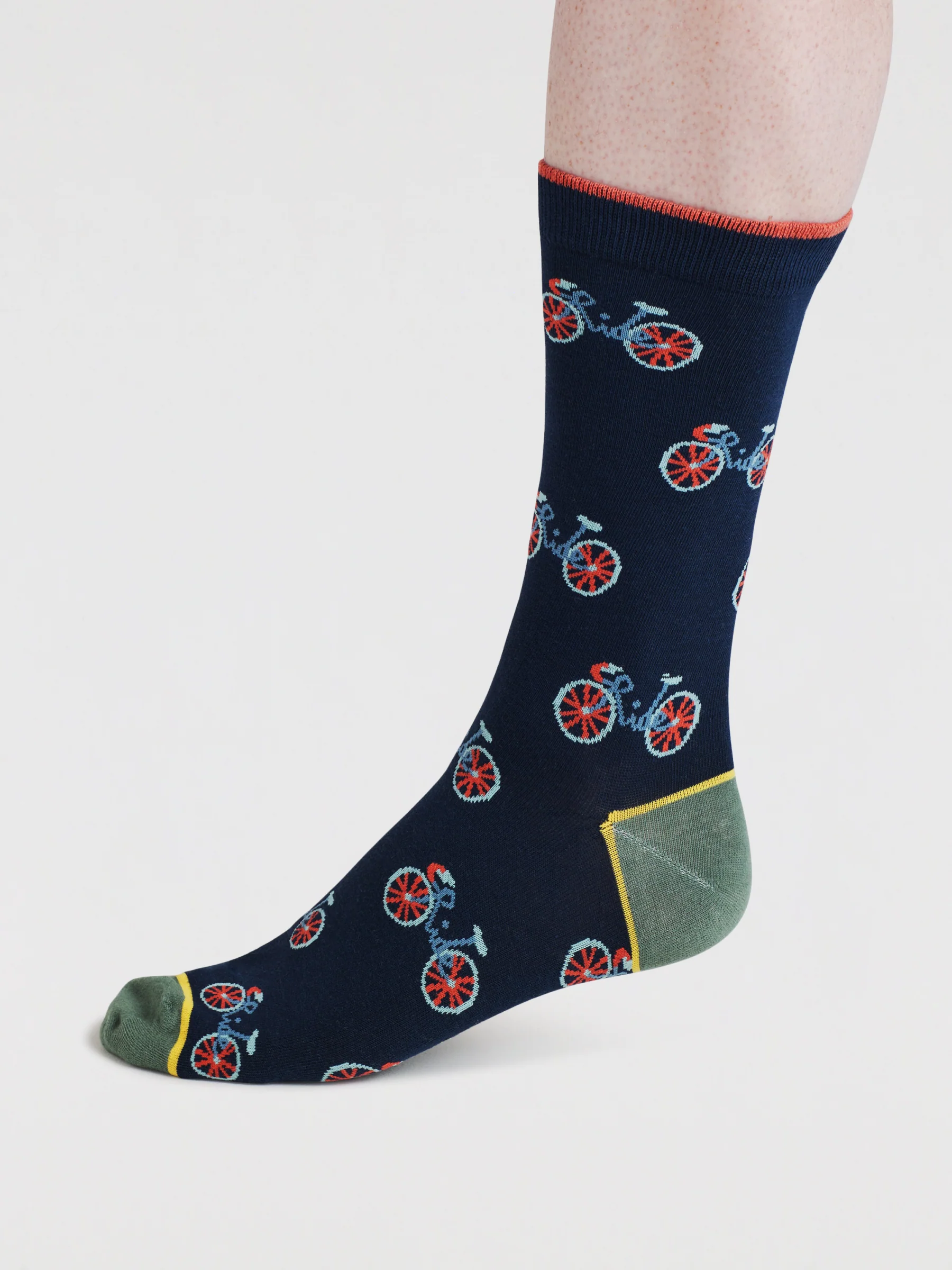 Mens Berne Bike Bamboo Socks - Navy - Flockneti