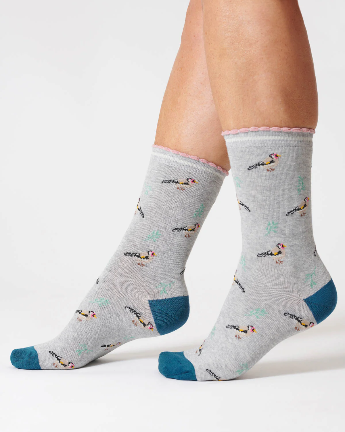 Womens Bird Organic Cotton Socks - Grey Marl - Flockneti