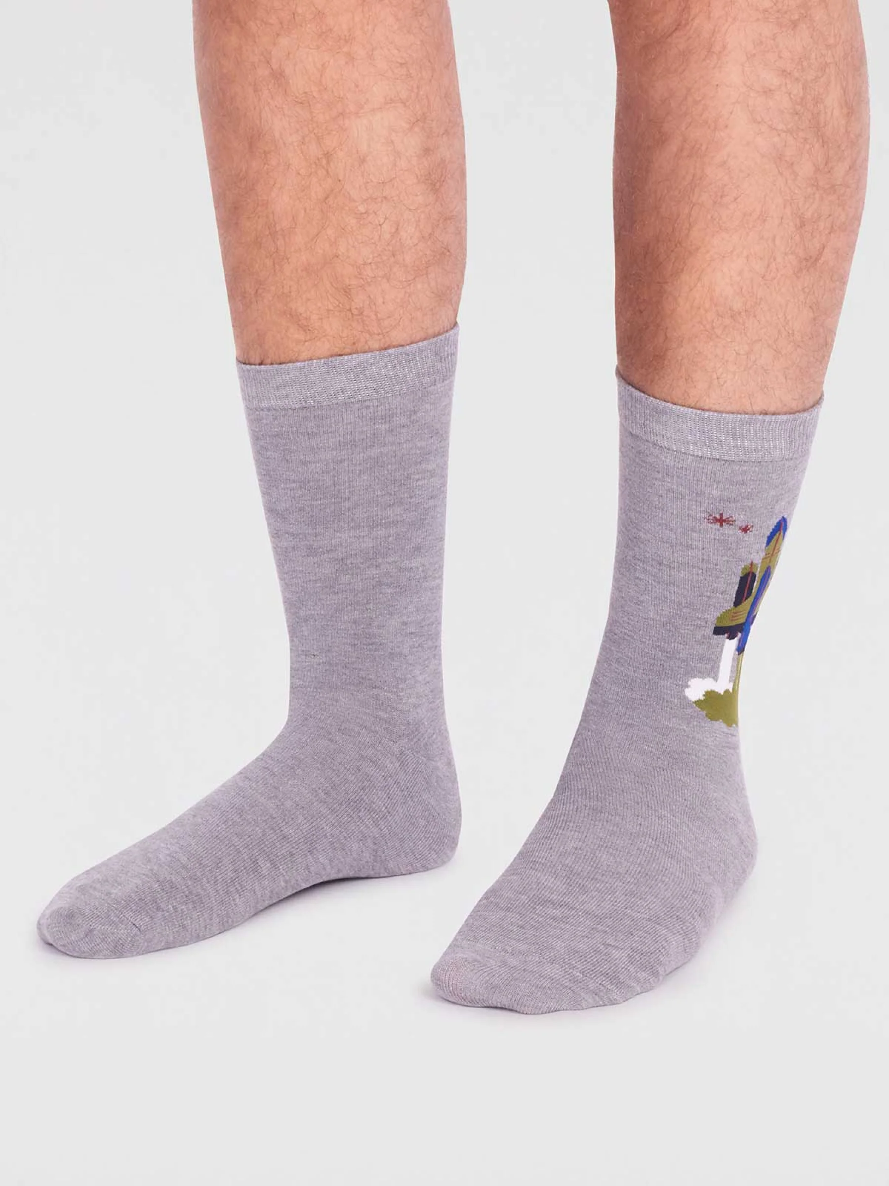 Onyx Organic Cotton Rocket Socks - Grey Marle - Flockneti