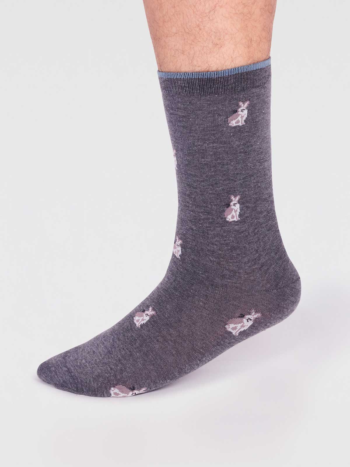 Jamal Organic Cotton Animal Socks - Dark Grey Marle - Flockneti