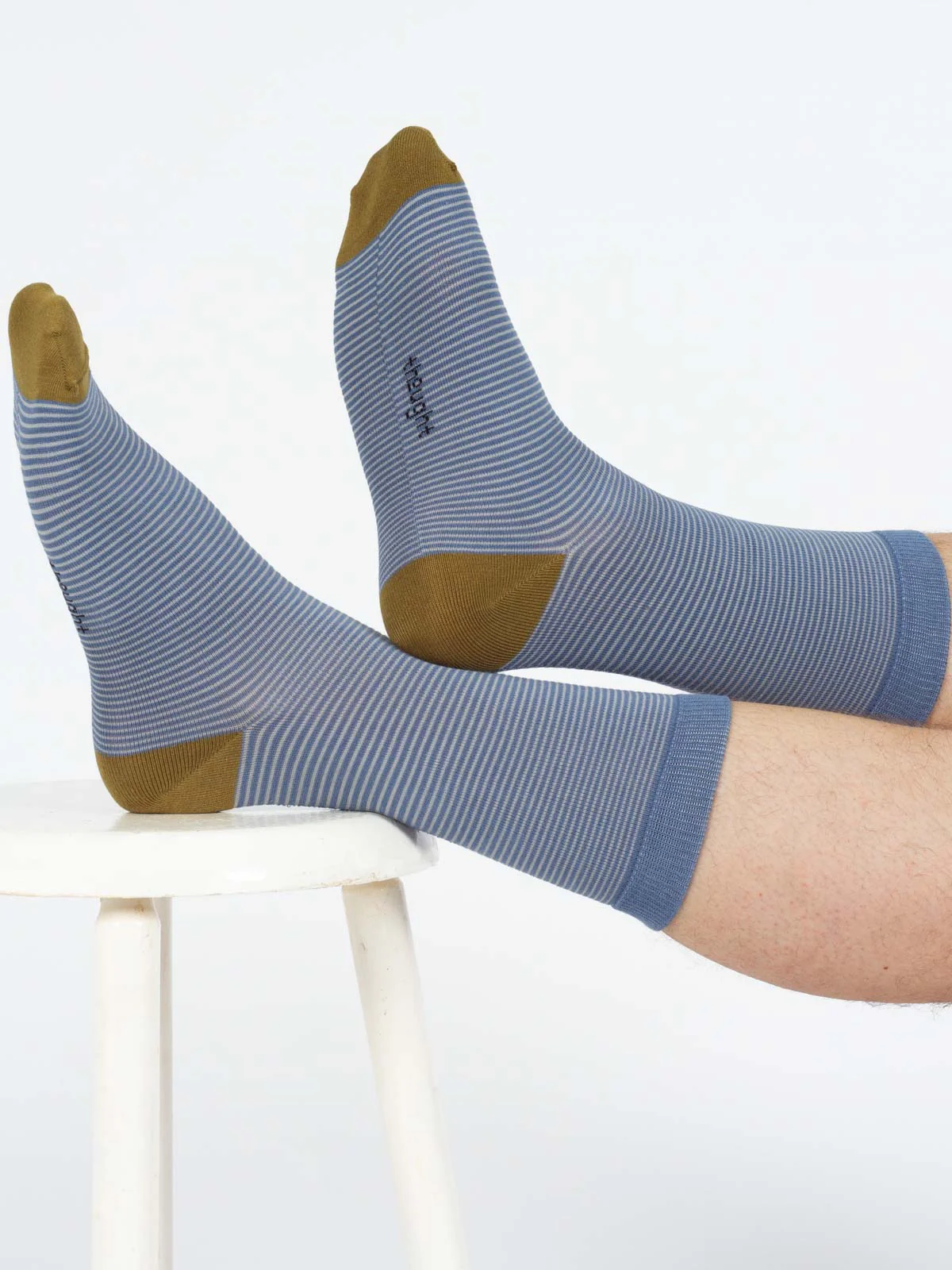 Thin Stripe Bamboo Crew Socks - Blue - Flockneti