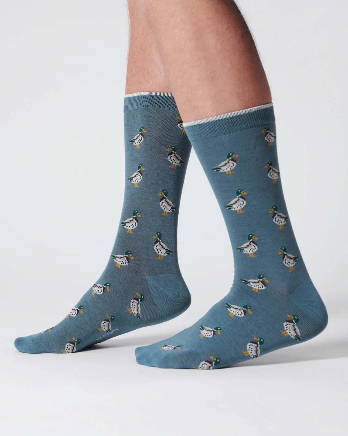 Mens Duck Organic Cotton Socks - Misty Blue - Flockneti