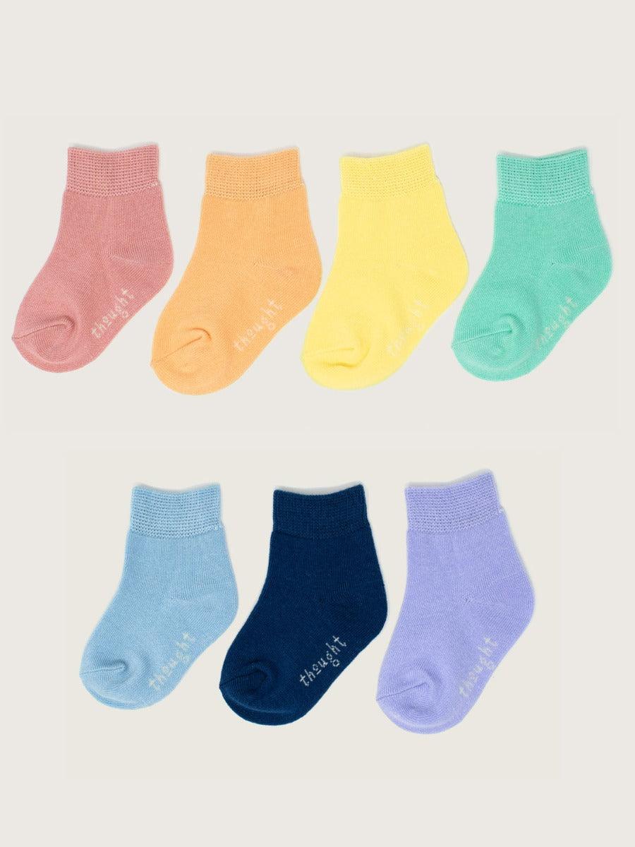 Thought Essential Pastel Box of 7 Baby Socks - Pastel Multi - Flockneti