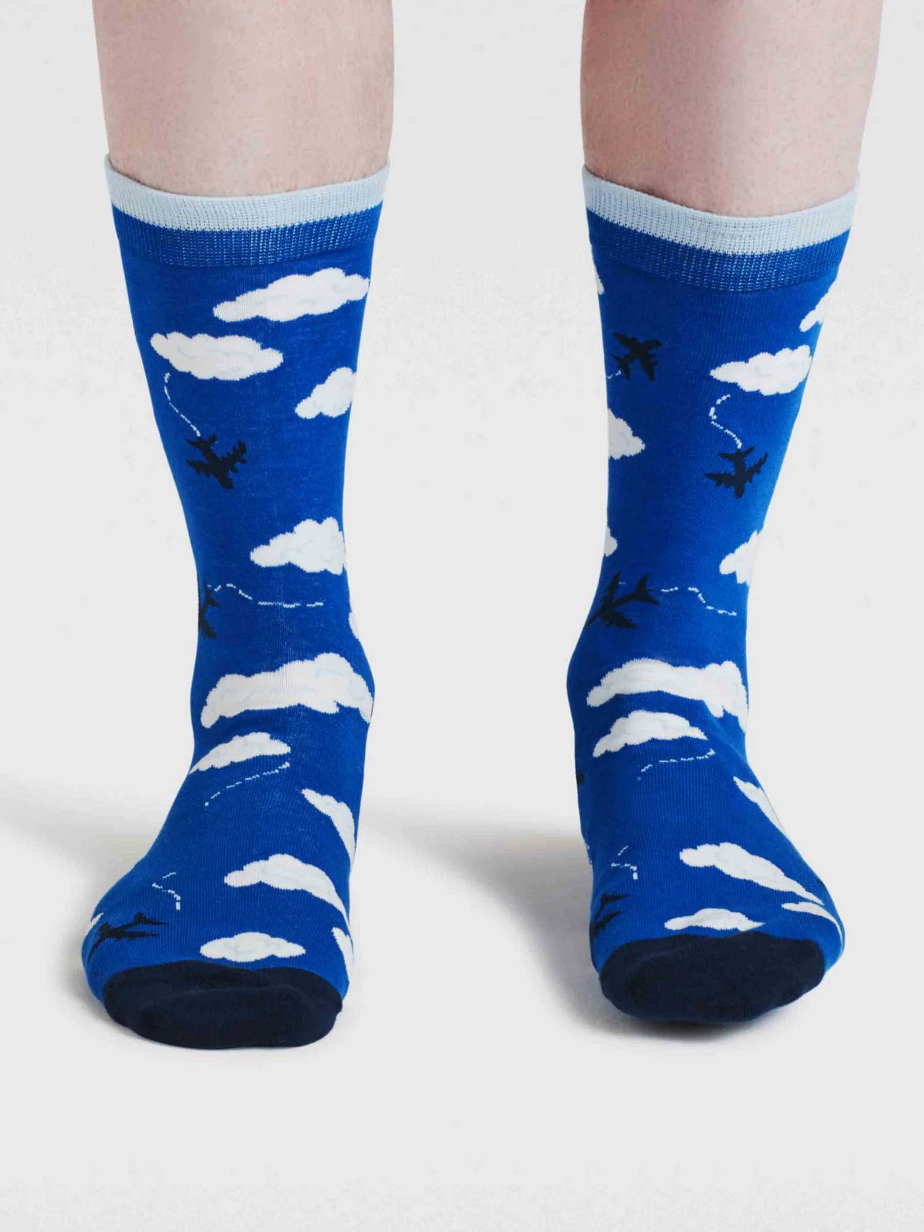Pele Sky Balloon Organic Cotton 2 Socks Gift Bag - Cobalt Blue - Flockneti