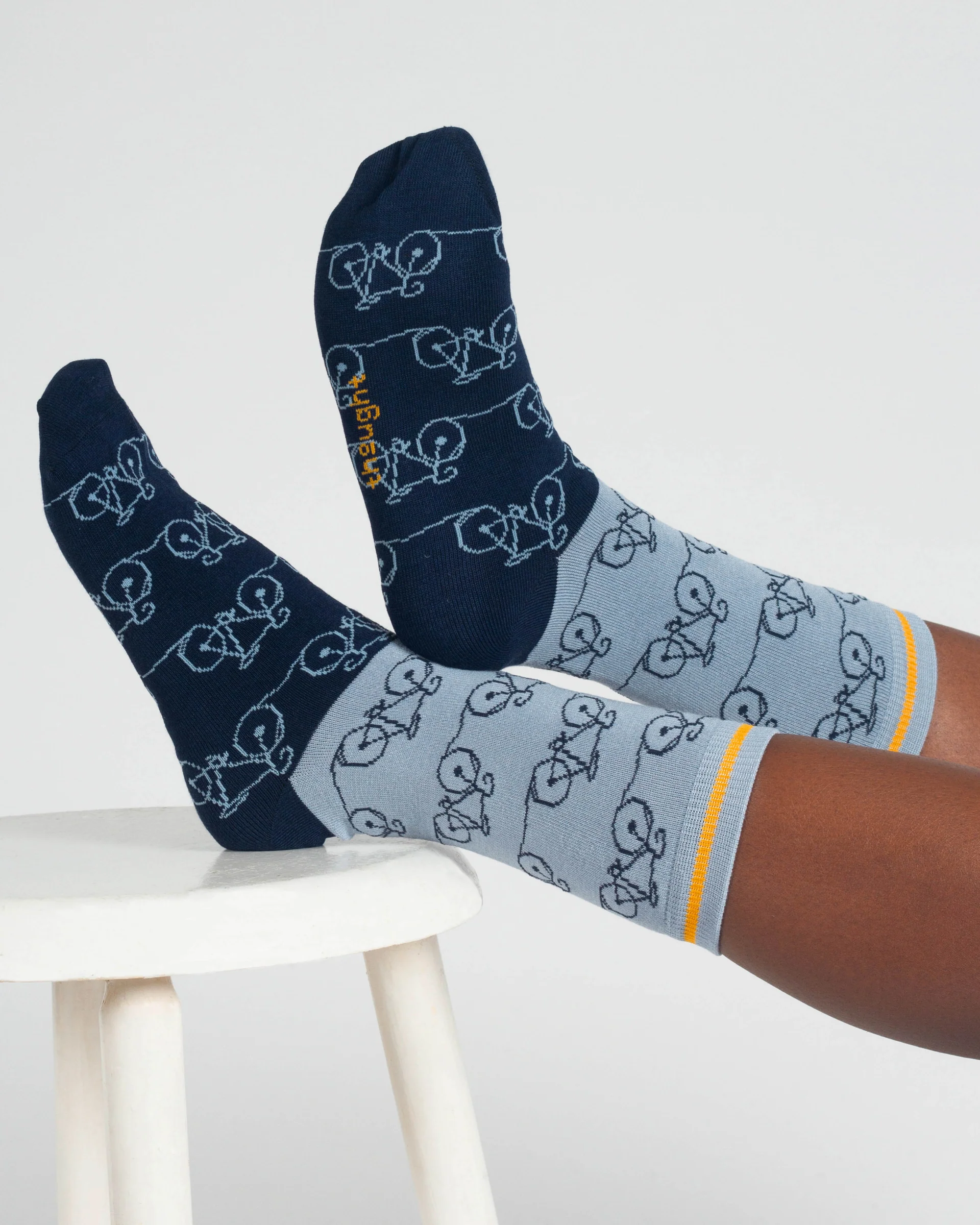 Bicycle Bamboo 3 Pack Socks - Blue/Yellow - Flockneti