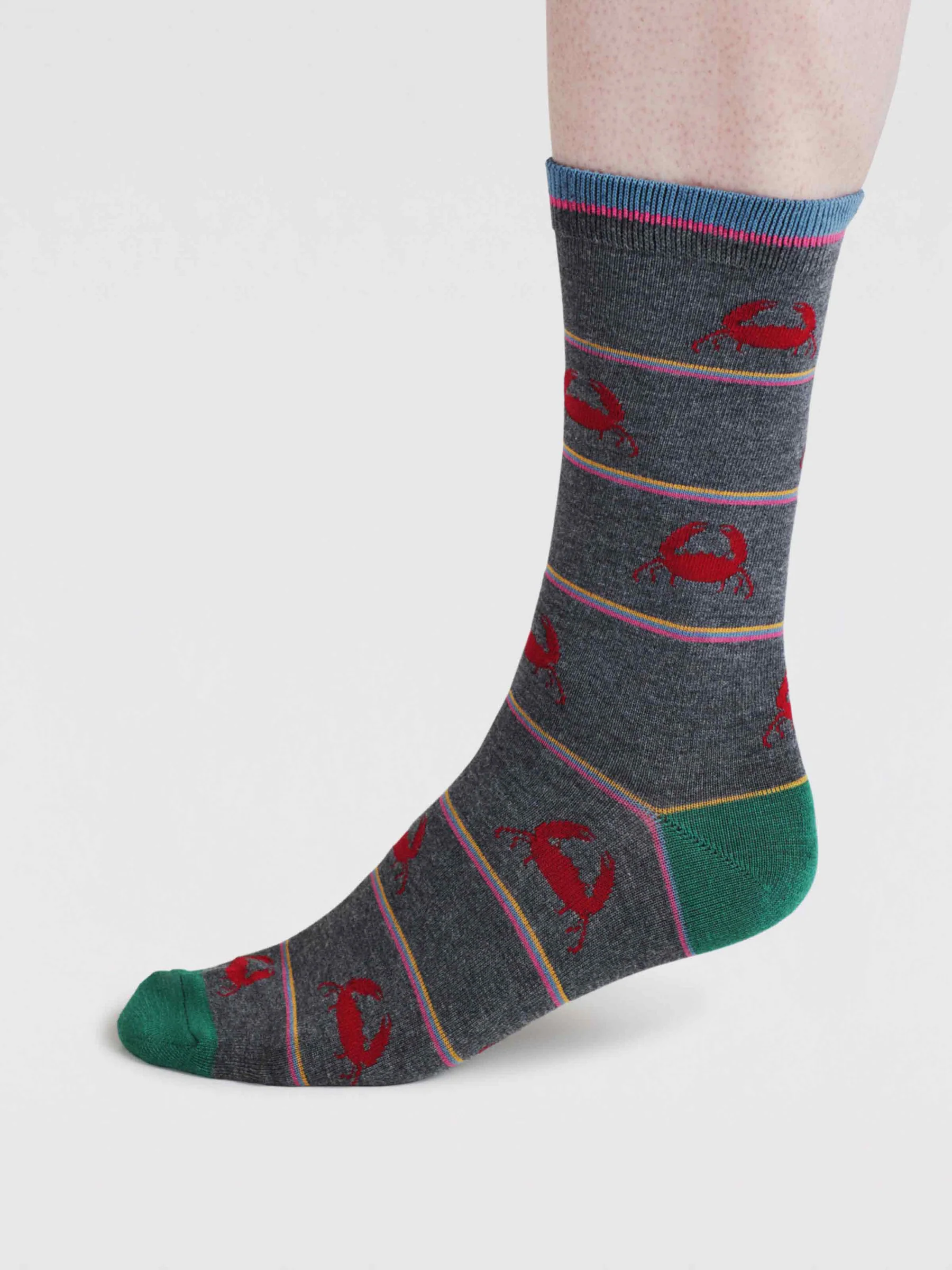 Mens Brewer Crab Bamboo Socks - Dark Grey Marl - Flockneti