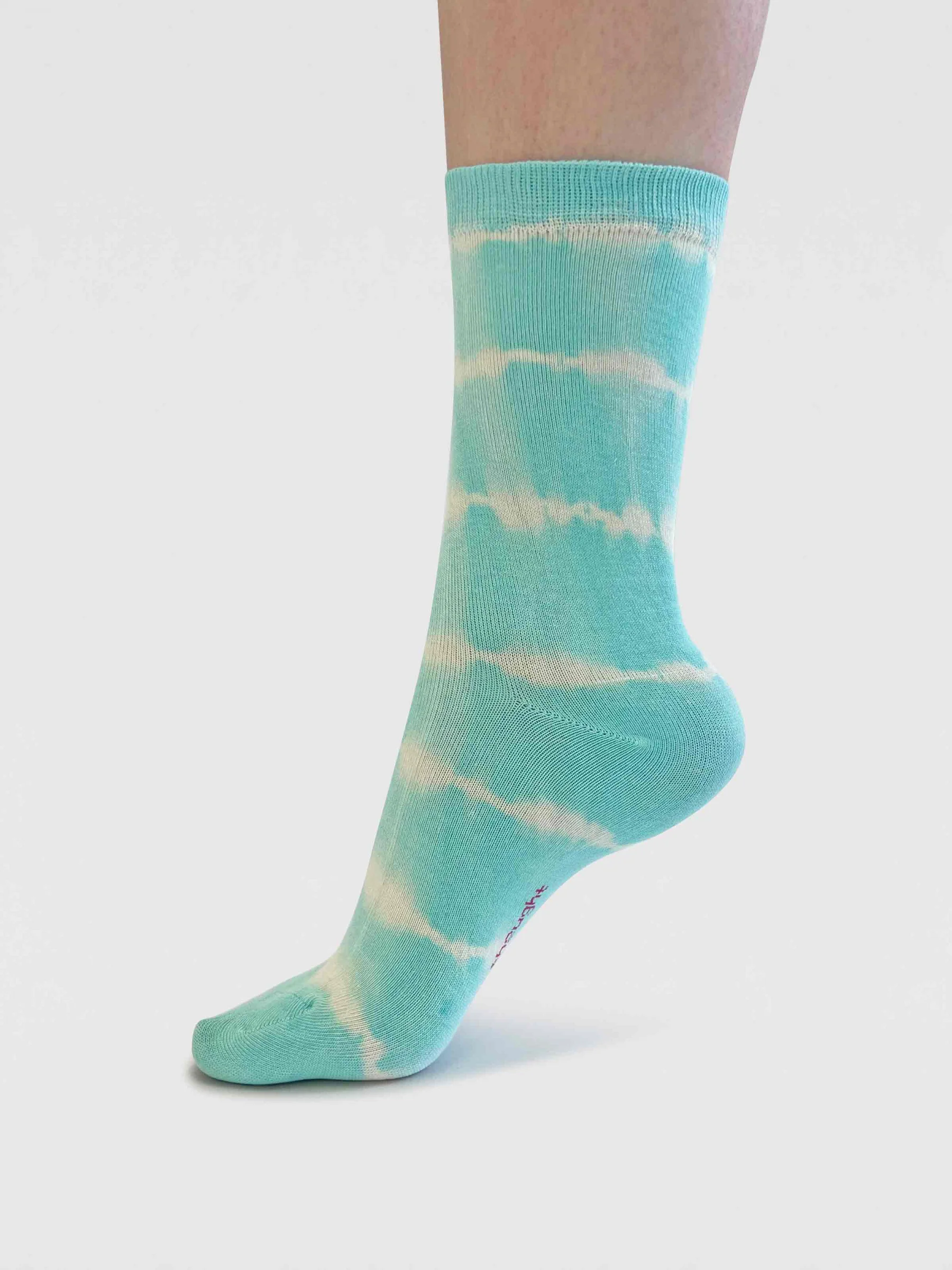 Womens Ana Tie Dye Bamboo Socks - Deep Mint - Flockneti