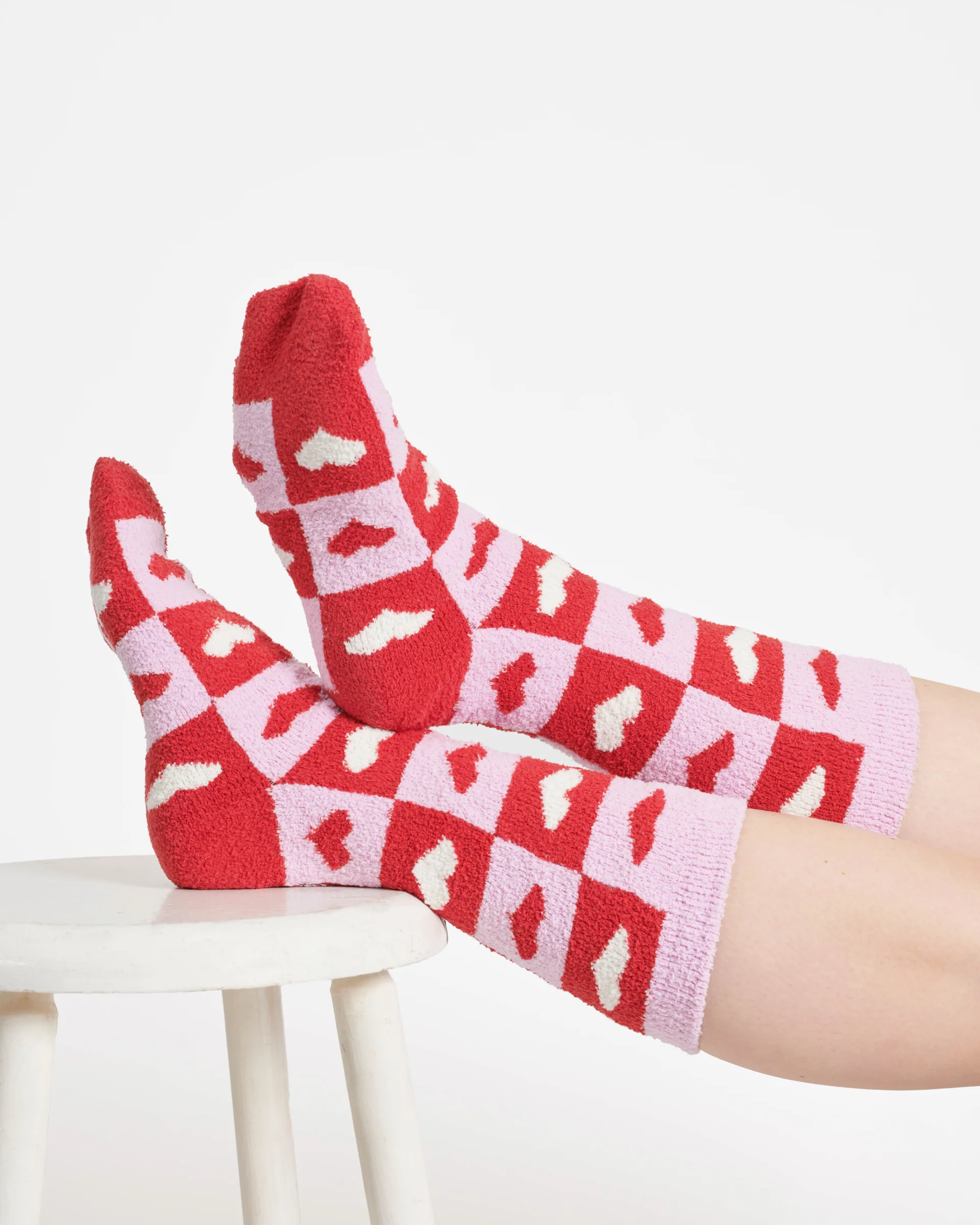 Mono Heart Recycled Polyester Socks - Multi Pink - Flockneti