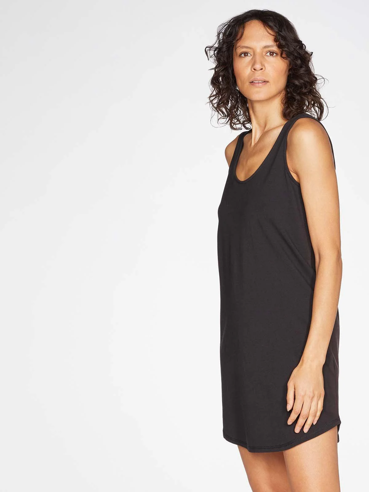 Organic Cotton Essential Slip Dress - Black - Flockneti