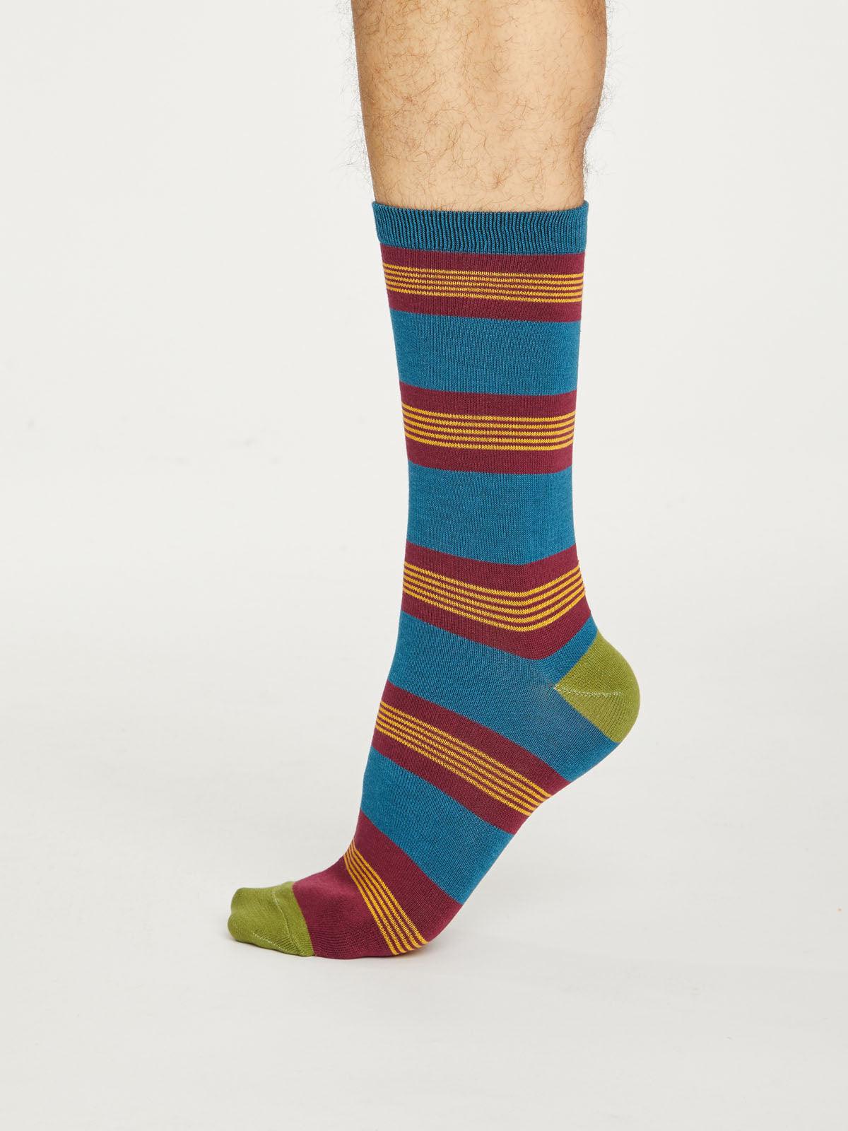 Jesper Stripe Socks - Bilberry - Flockneti