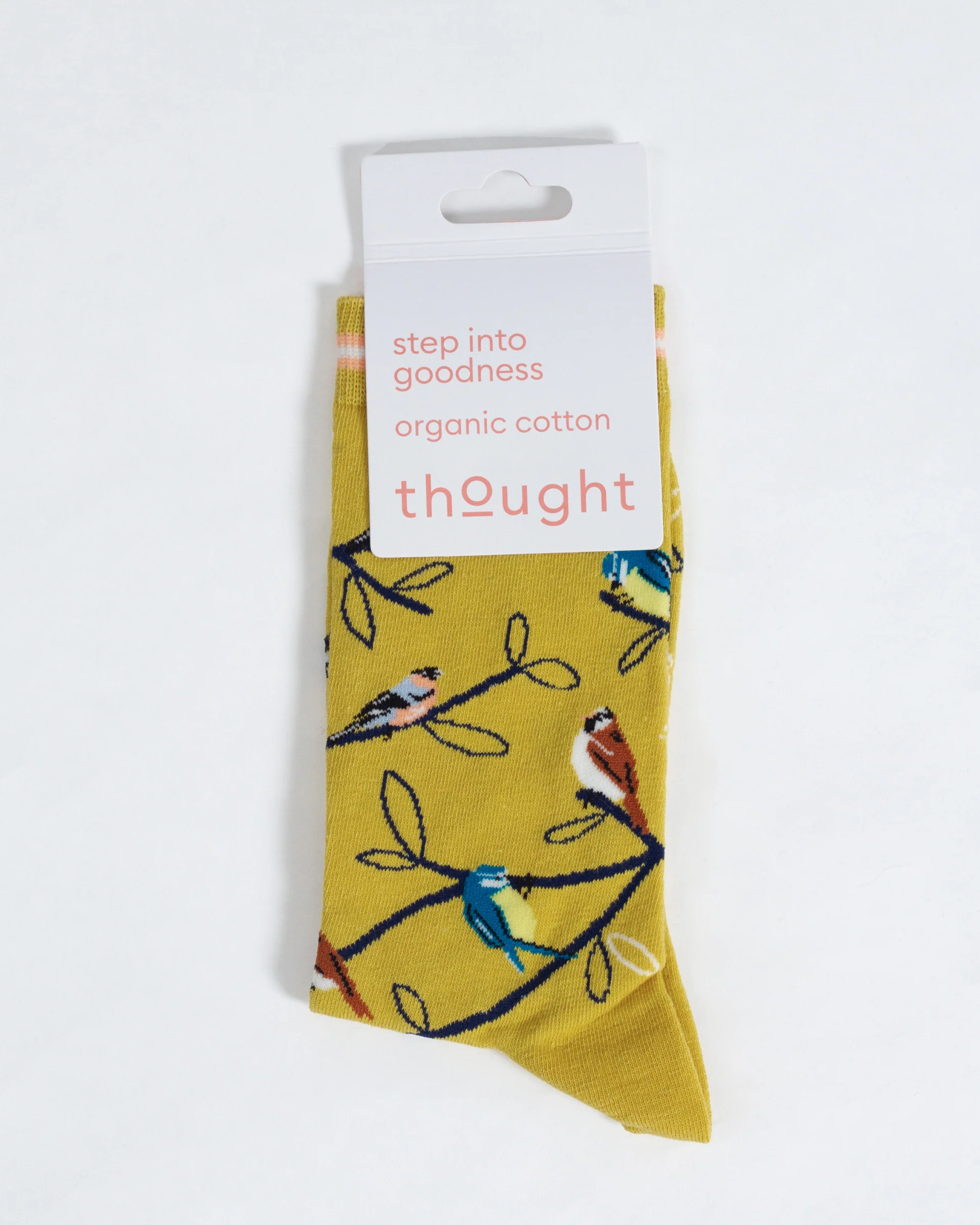 Multi Bird Organic Cotton Socks - Yellow - Flockneti