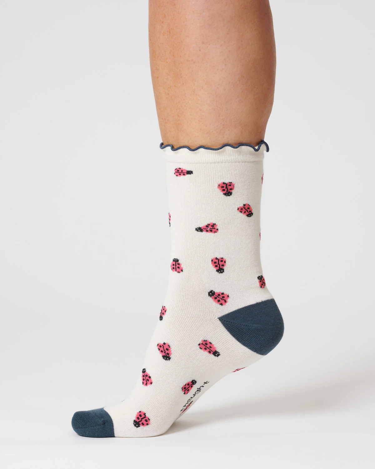 Womens Insect Organic Cotton Socks - Stone White - Flockneti