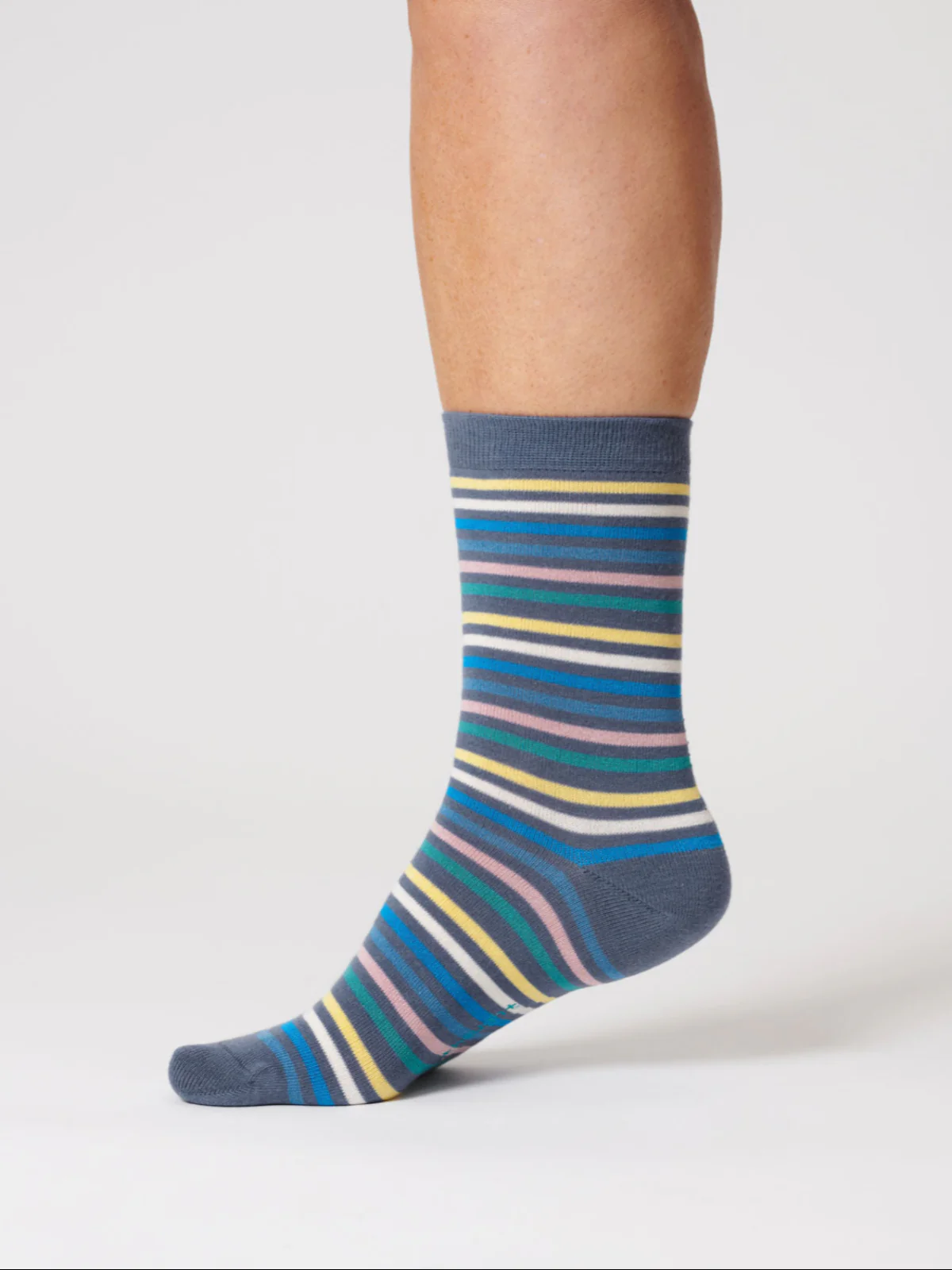 Womens Multi Stripe Organic Cotton Socks - Blueberry - Flockneti