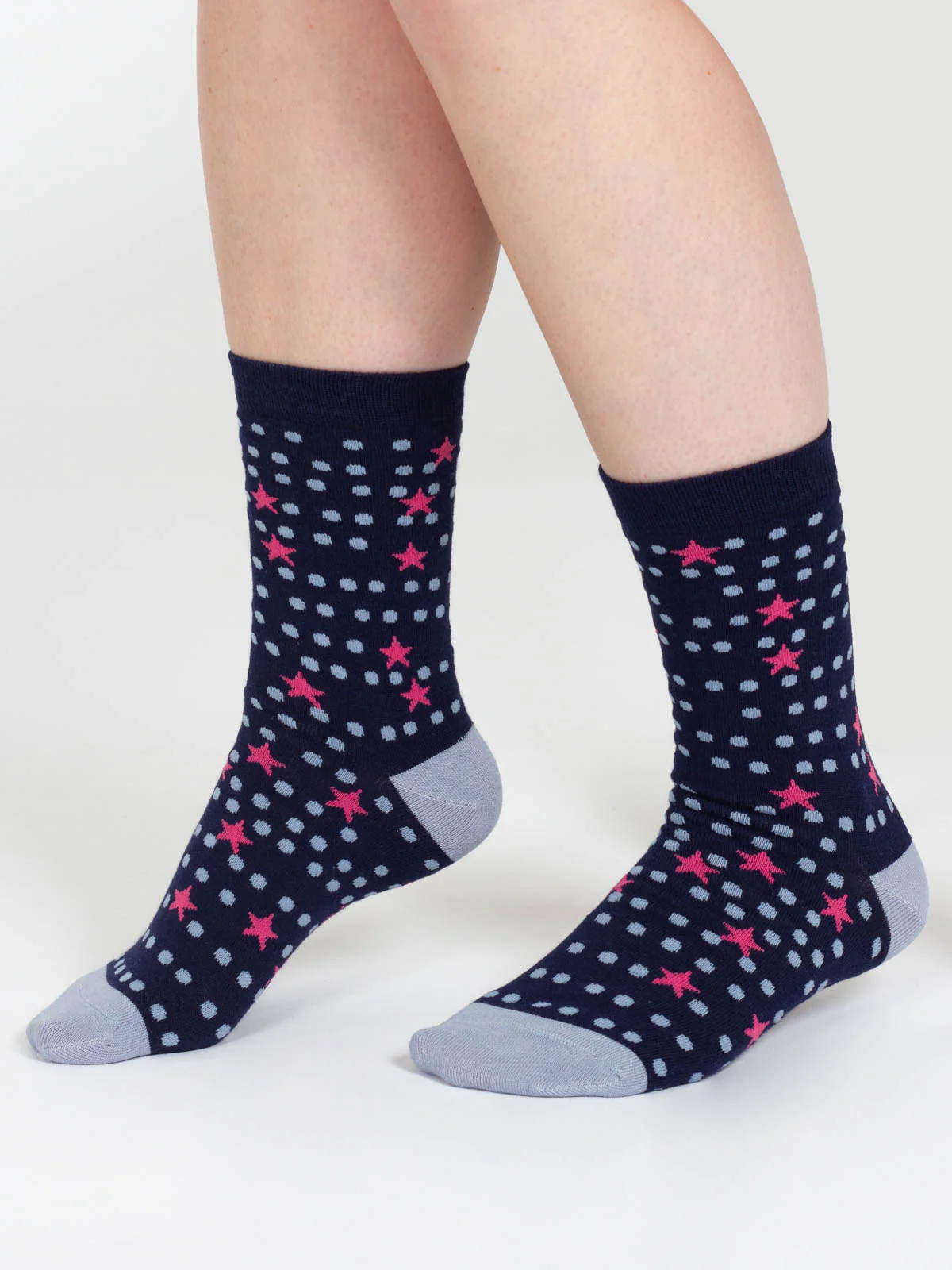 Mixed Shape Bamboo Socks - Navy/Blue Star - Flockneti