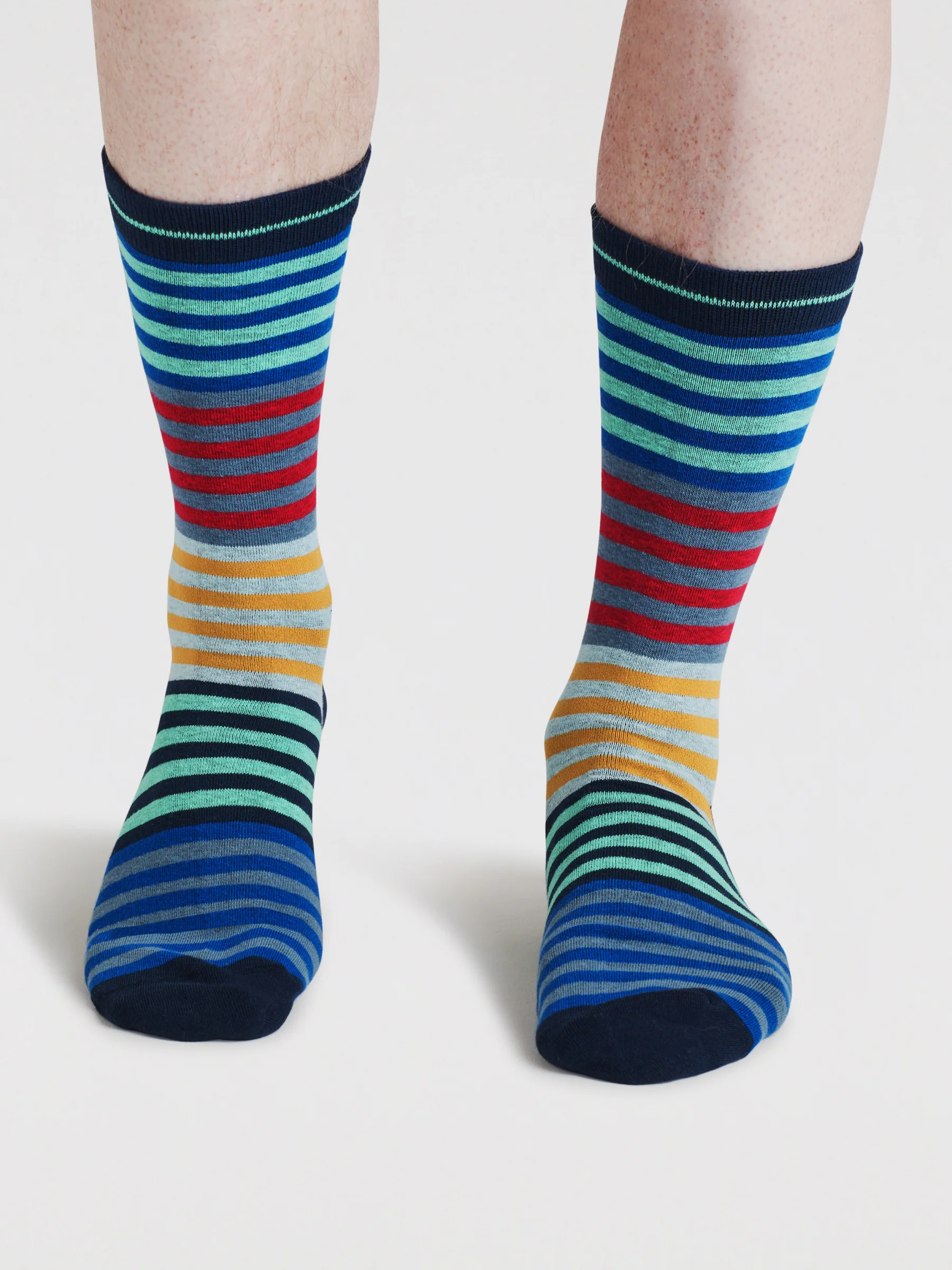Mens Cline Stripe Spot Organic Cotton 3 Pack Socks - Multi - Flockneti