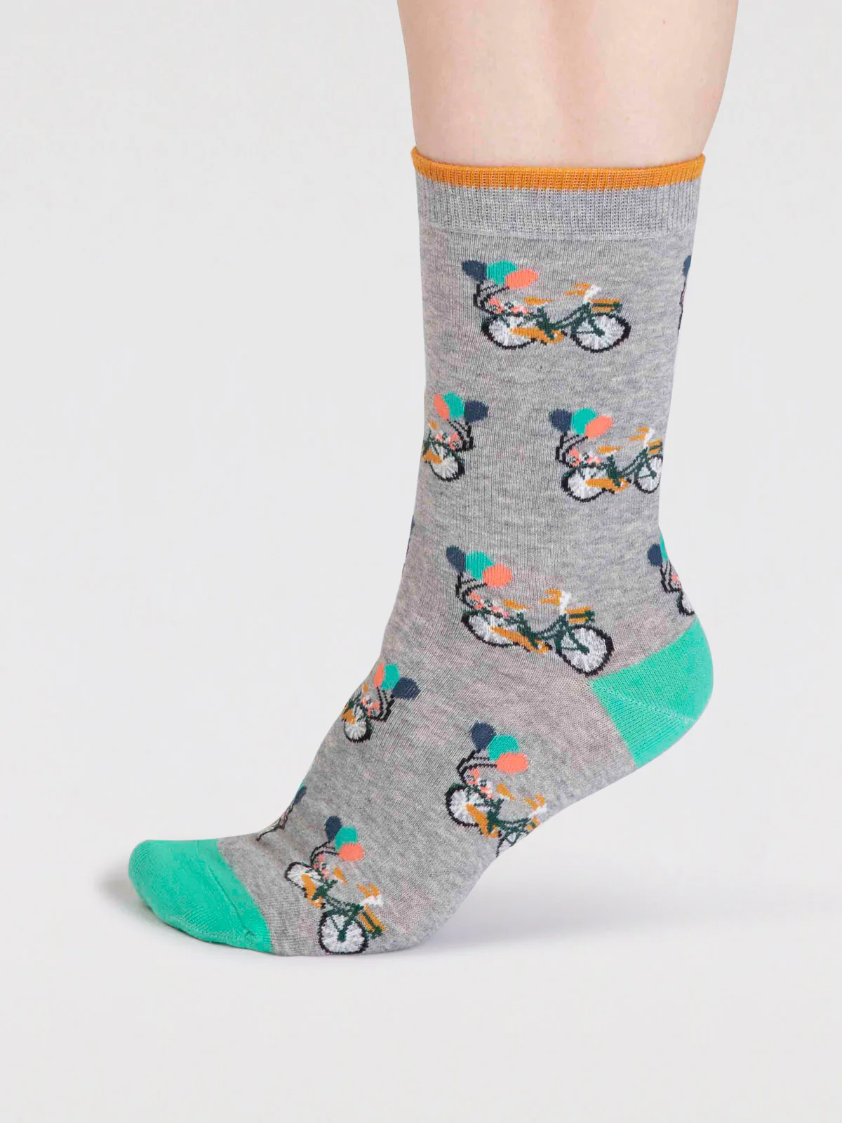 Akia Organic Cotton Bike Socks - Grey Marle - Flockneti