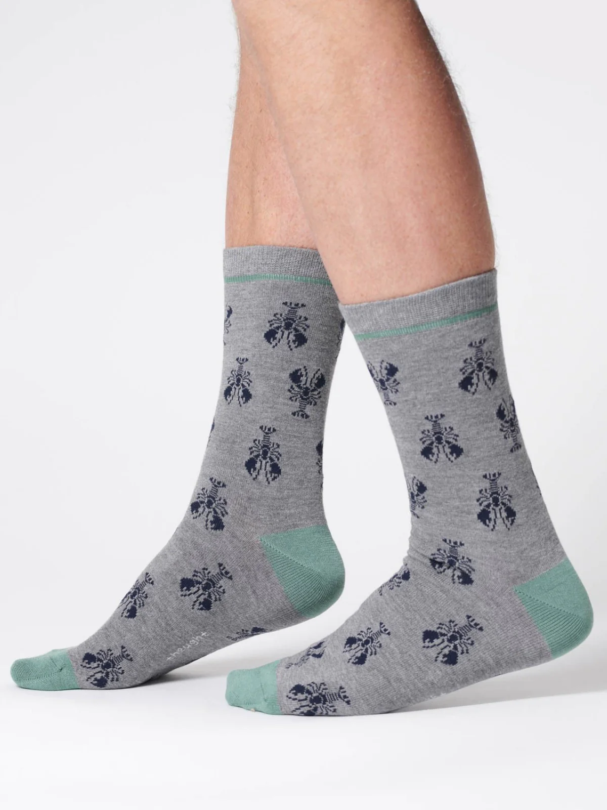 Mens Lobster Bamboo Socks - Grey Marl - Flockneti