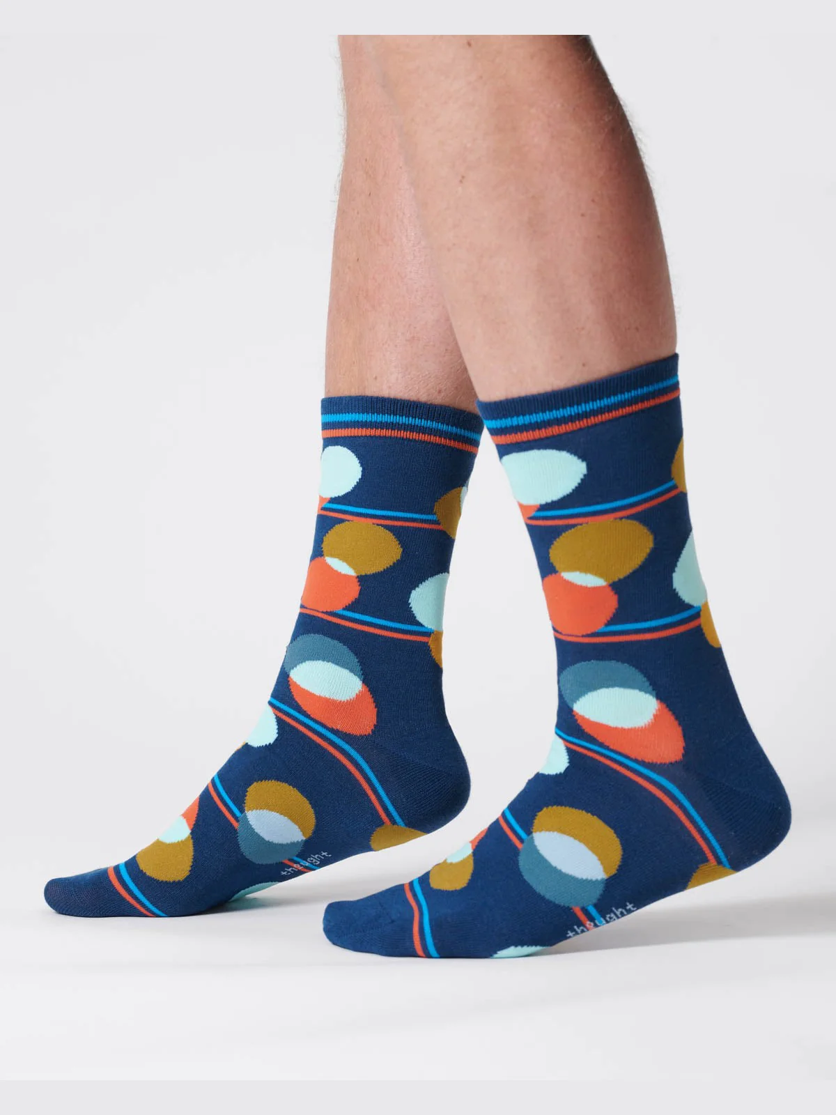 Mens Spot Stripe Bamboo Socks - Mineral Blue - Flockneti