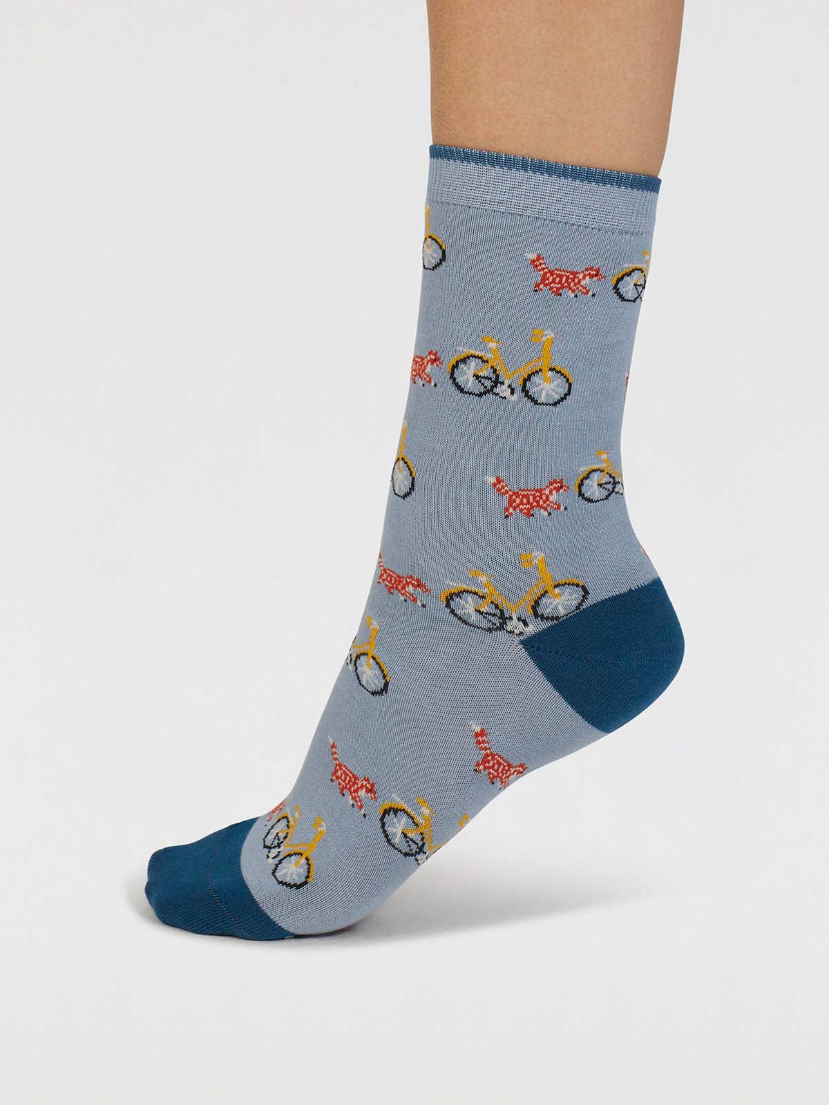 Dilloyn Cat And Bike Organic Cotton Socks - Lake Blue - Flockneti