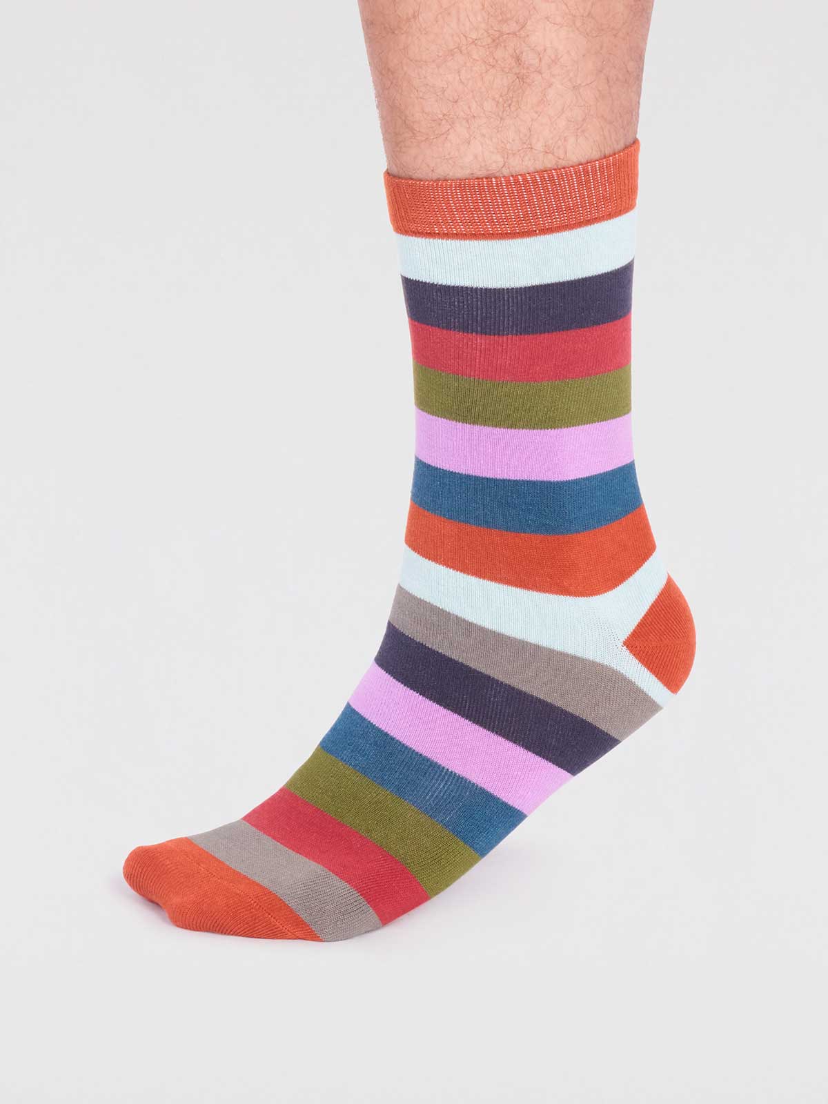 Jase Bamboo Stripe Socks - Jaffa Orange - Flockneti